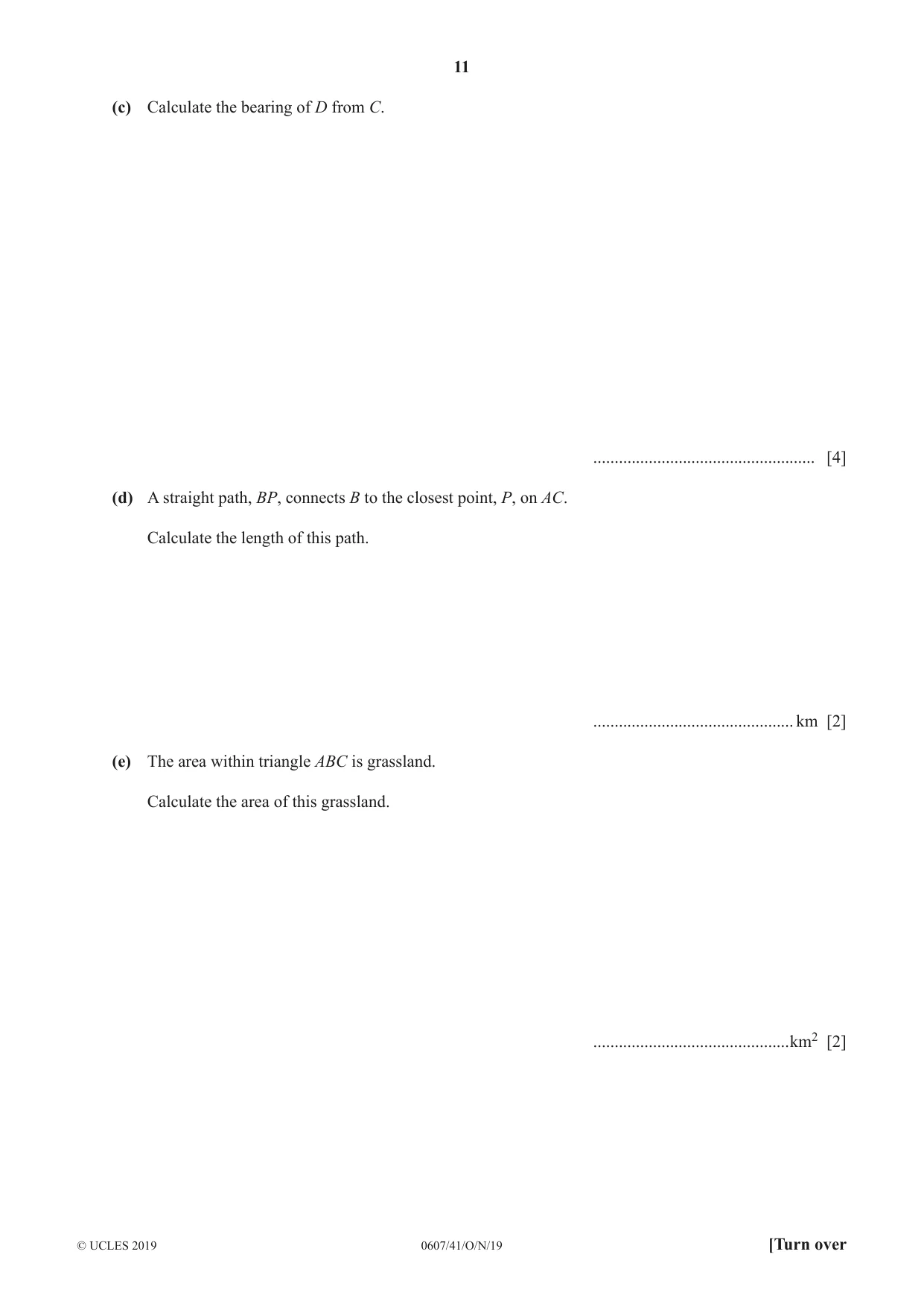Cambridge IGCSE Mathematics - International 0607 2019 Oct/Nov Paper 4 · Variant 1 question paper, page 11 of 20
