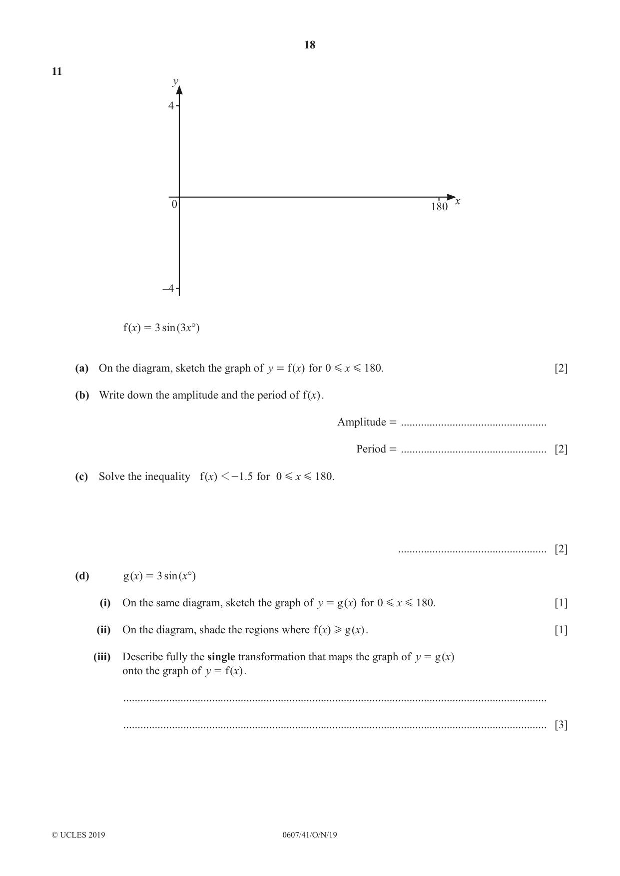 Cambridge IGCSE Mathematics - International 0607 2019 Oct/Nov Paper 4 · Variant 1 question paper, page 18 of 20