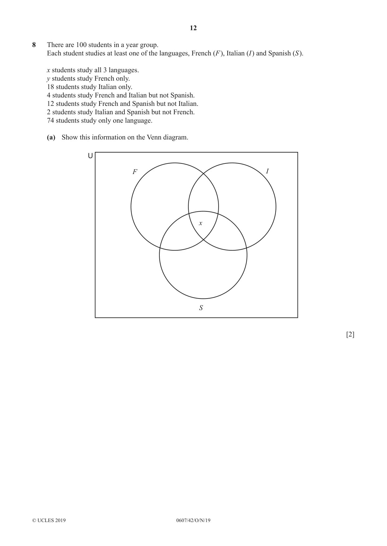 Cambridge IGCSE Mathematics - International 0607 2019 Oct/Nov Paper 4 · Variant 2 question paper, page 12 of 20
