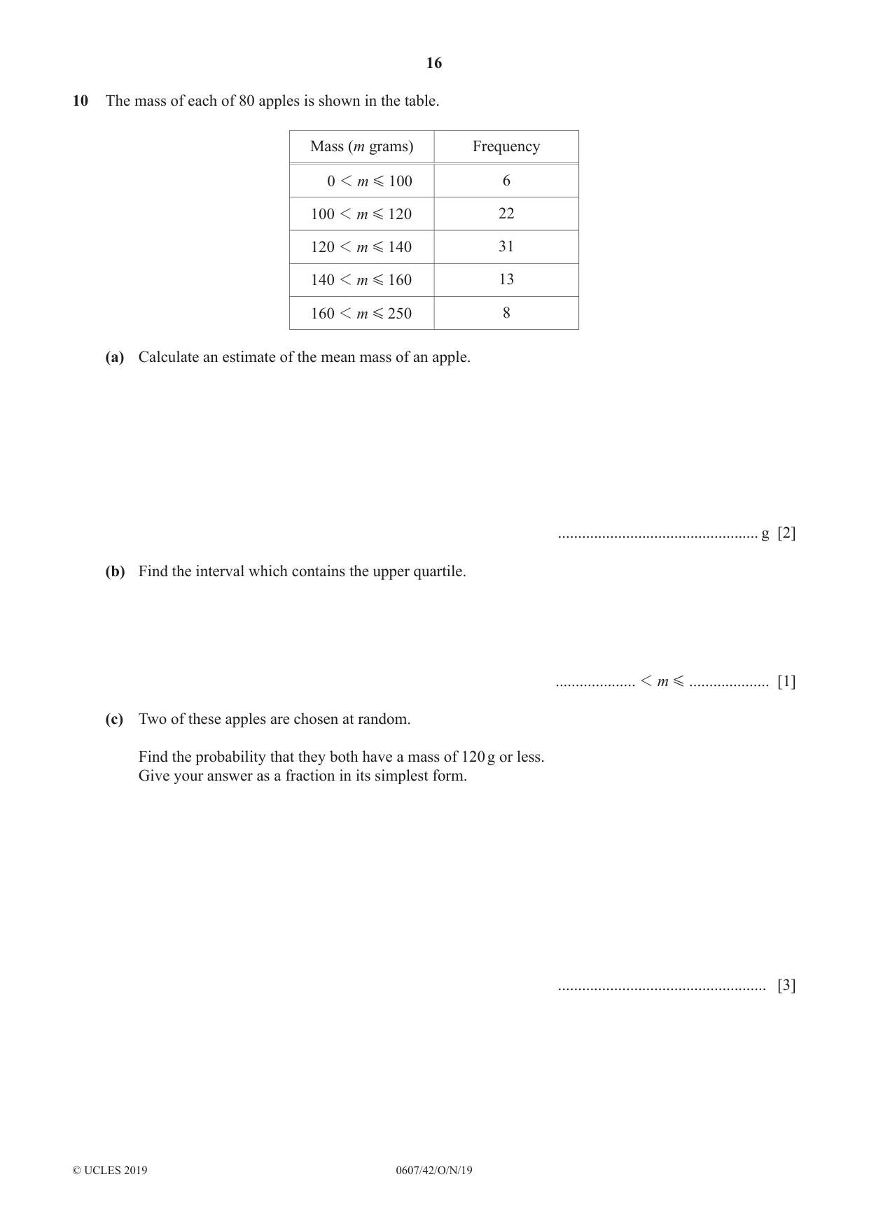 Cambridge IGCSE Mathematics - International 0607 2019 Oct/Nov Paper 4 · Variant 2 question paper, page 16 of 20
