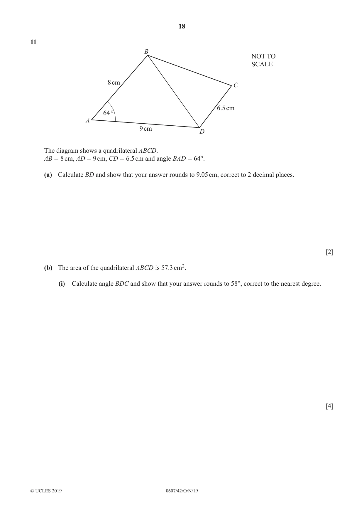 Cambridge IGCSE Mathematics - International 0607 2019 Oct/Nov Paper 4 · Variant 2 question paper, page 18 of 20