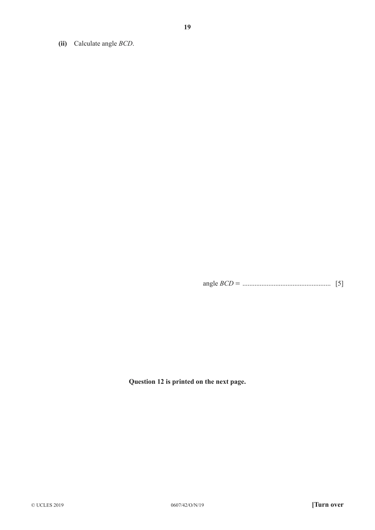 Cambridge IGCSE Mathematics - International 0607 2019 Oct/Nov Paper 4 · Variant 2 question paper, page 19 of 20