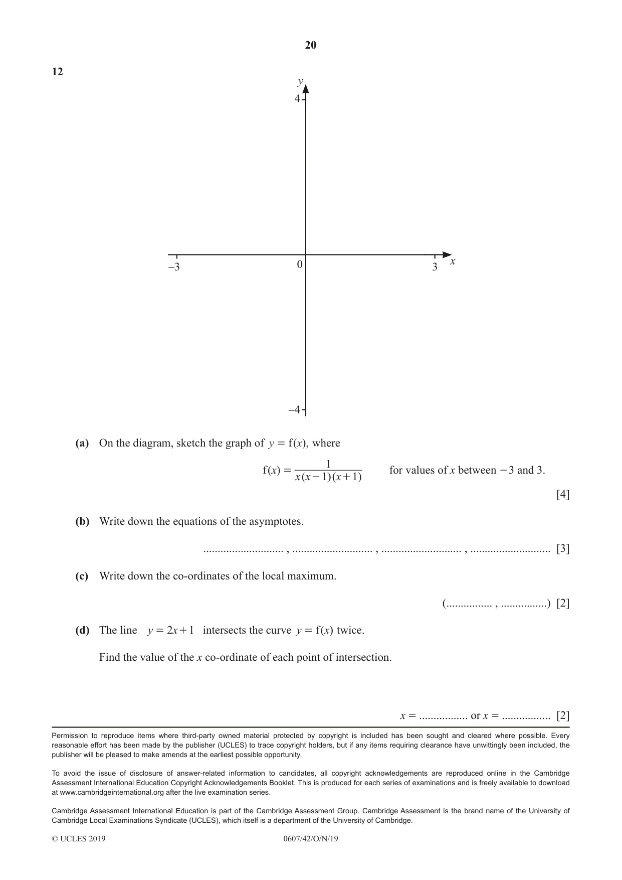 Cambridge IGCSE Mathematics - International 0607 2019 Oct/Nov Paper 4 · Variant 2 question paper, page 20 of 20