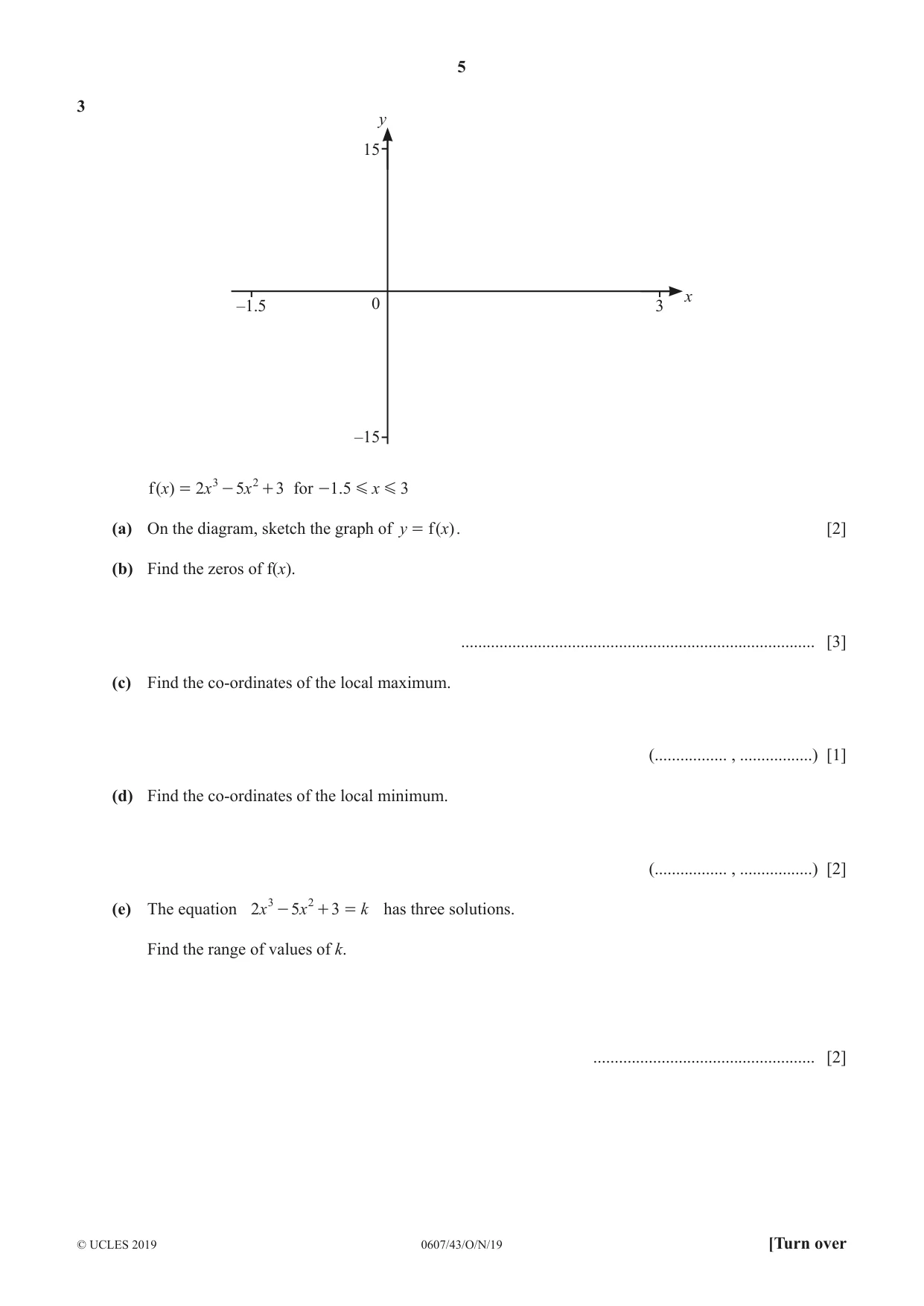 Cambridge IGCSE Mathematics - International 0607 2019 Oct/Nov Paper 4 · Variant 3 question paper, page 5 of 20