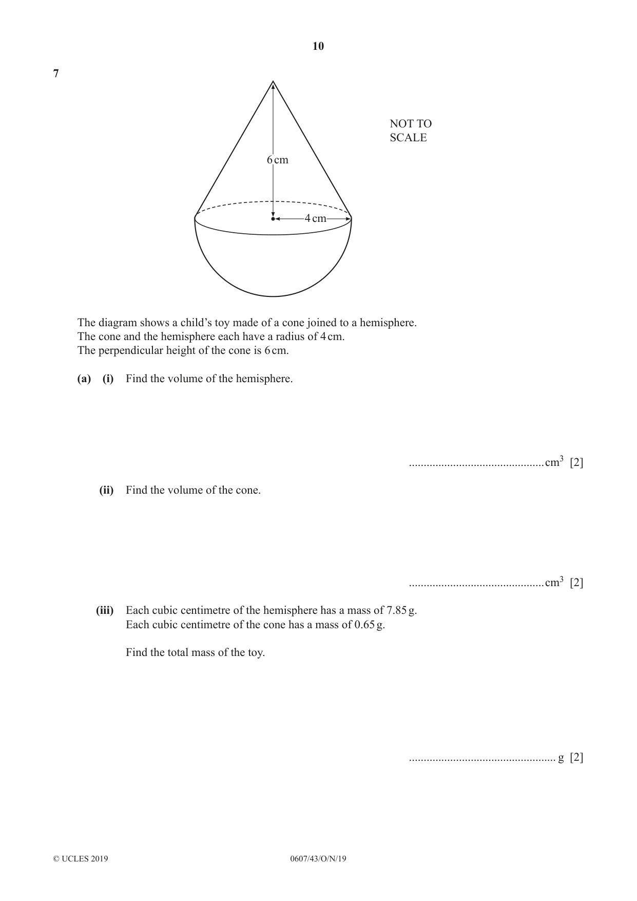 Cambridge IGCSE Mathematics - International 0607 2019 Oct/Nov Paper 4 · Variant 3 question paper, page 10 of 20