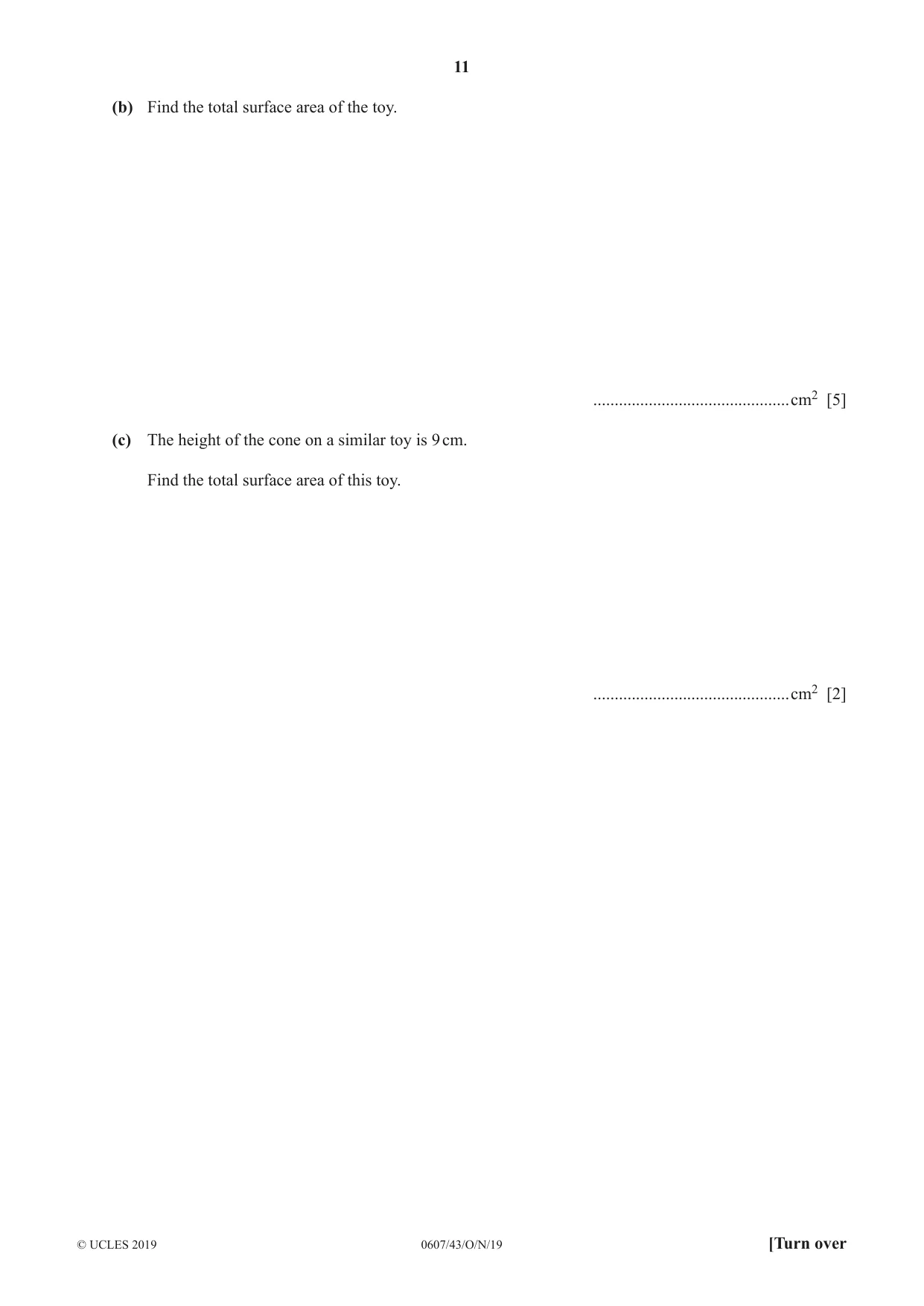 Cambridge IGCSE Mathematics - International 0607 2019 Oct/Nov Paper 4 · Variant 3 question paper, page 11 of 20