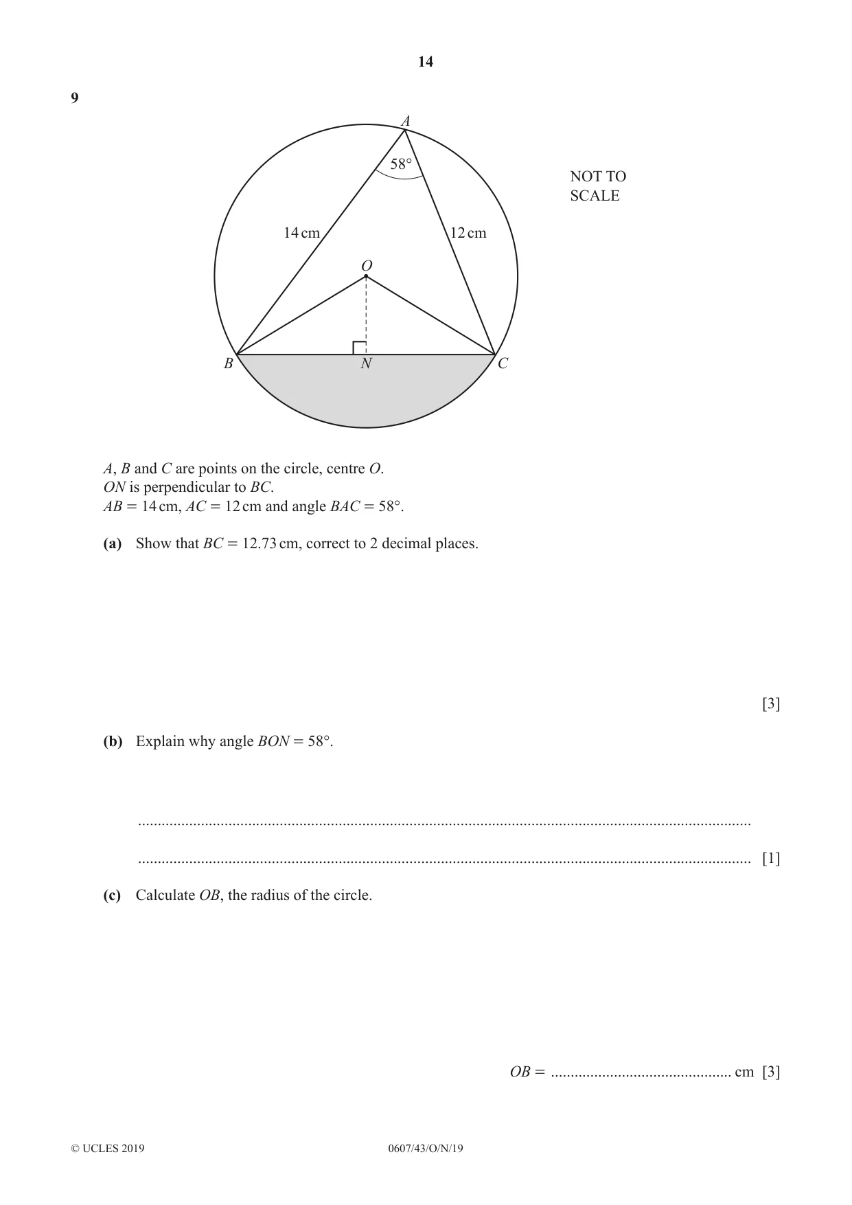 Cambridge IGCSE Mathematics - International 0607 2019 Oct/Nov Paper 4 · Variant 3 question paper, page 14 of 20