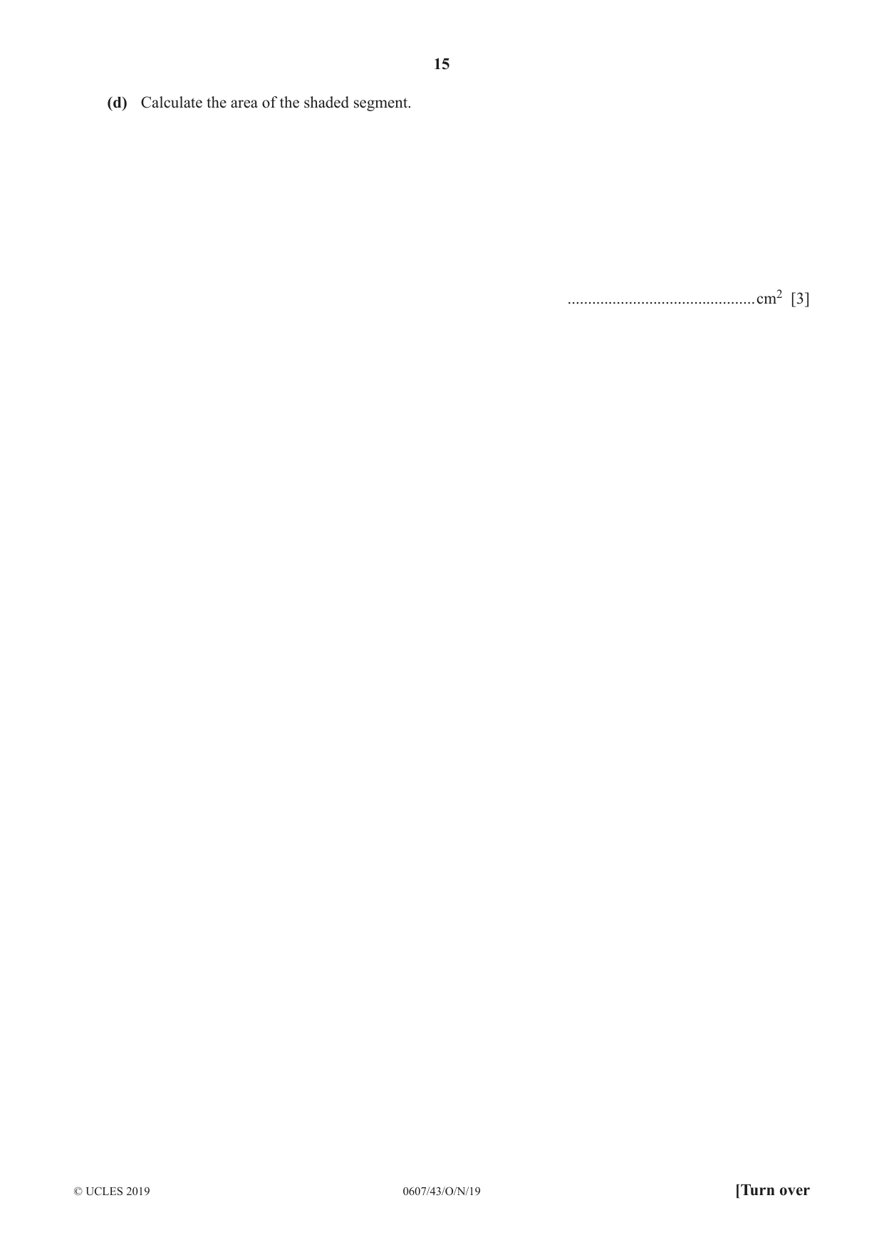 Cambridge IGCSE Mathematics - International 0607 2019 Oct/Nov Paper 4 · Variant 3 question paper, page 15 of 20