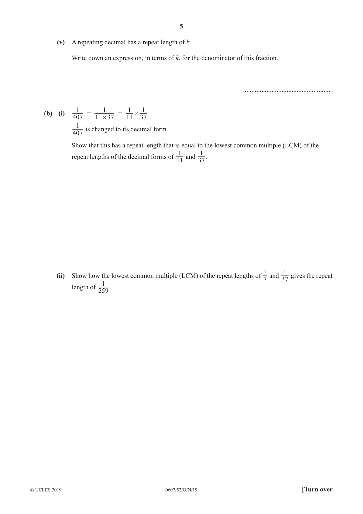 Cambridge IGCSE Mathematics - International 0607 2019 Oct/Nov Paper 5 · Variant 2 question paper, page 5 of 8