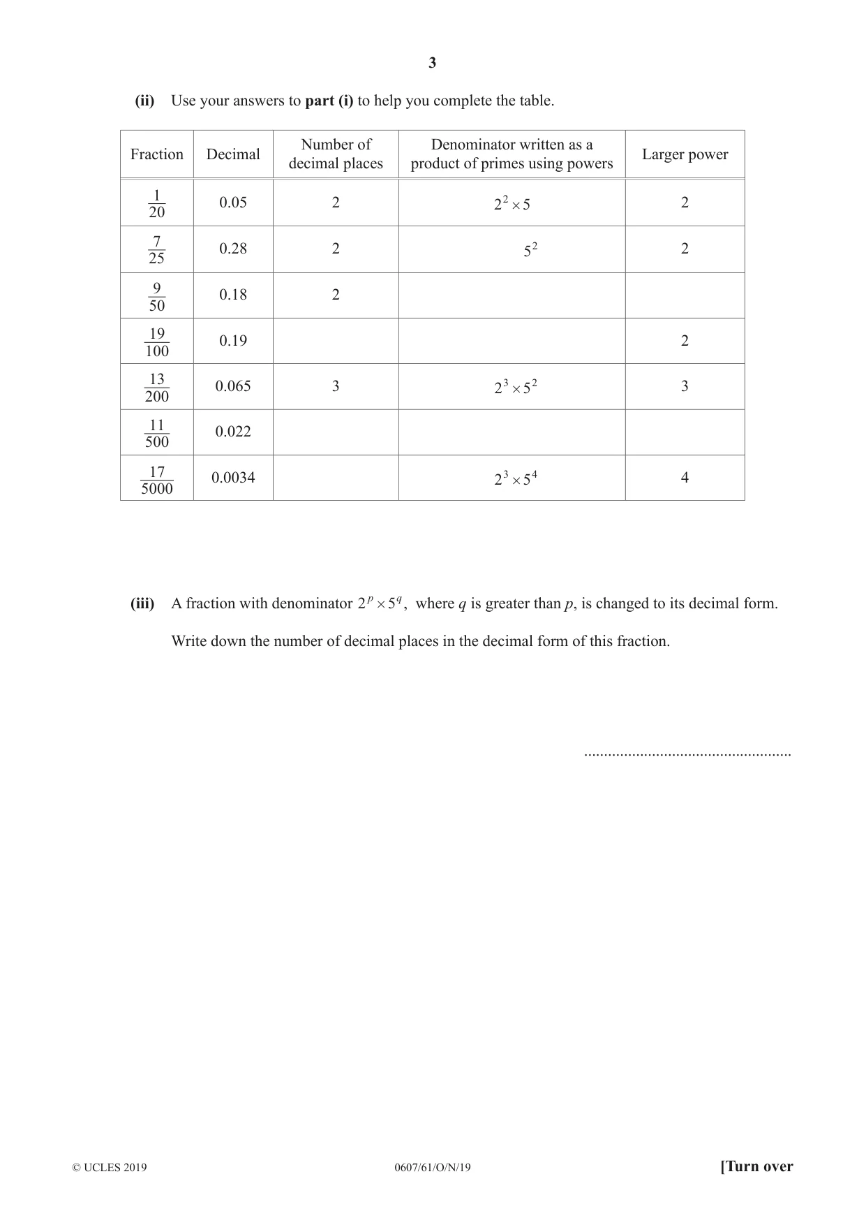 Cambridge IGCSE Mathematics - International 0607 2019 Oct/Nov Paper 6 · Variant 1 question paper, page 3 of 12