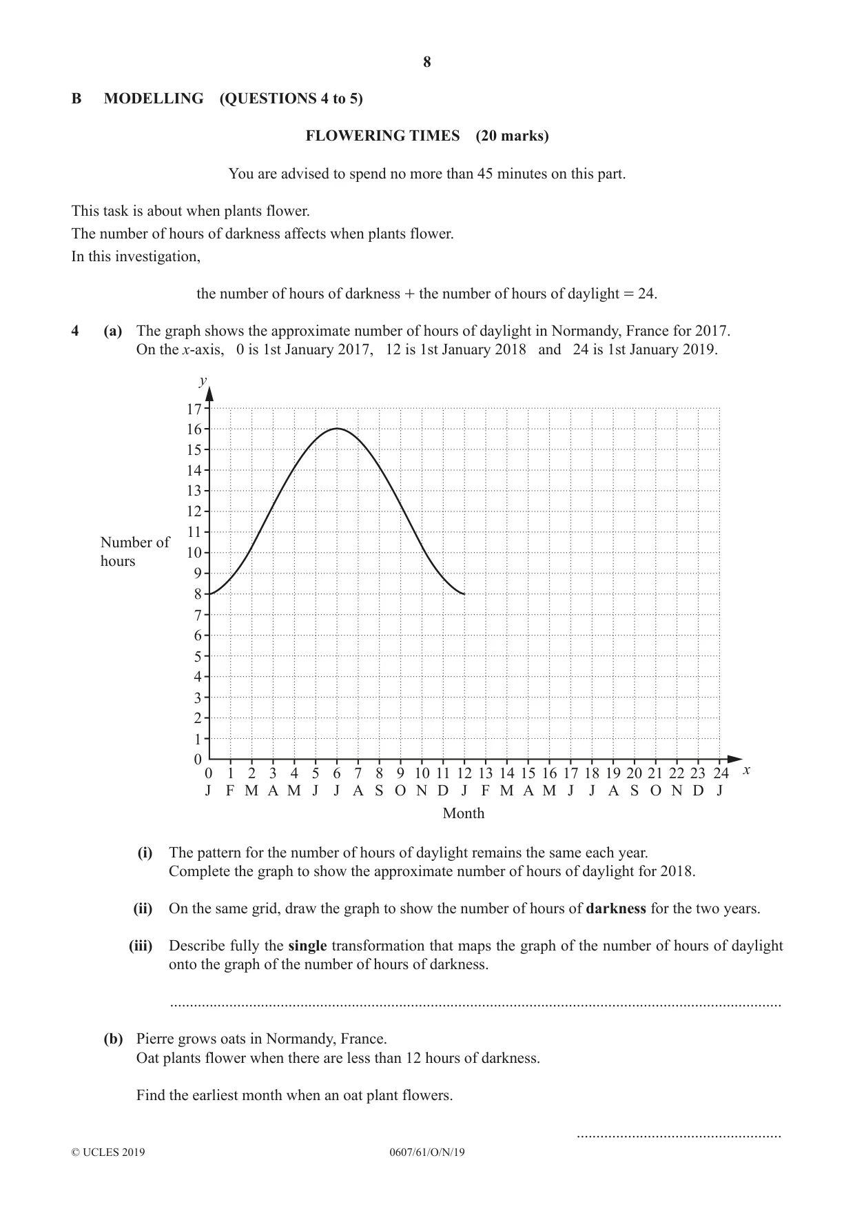 Cambridge IGCSE Mathematics - International 0607 2019 Oct/Nov Paper 6 · Variant 1 question paper, page 8 of 12
