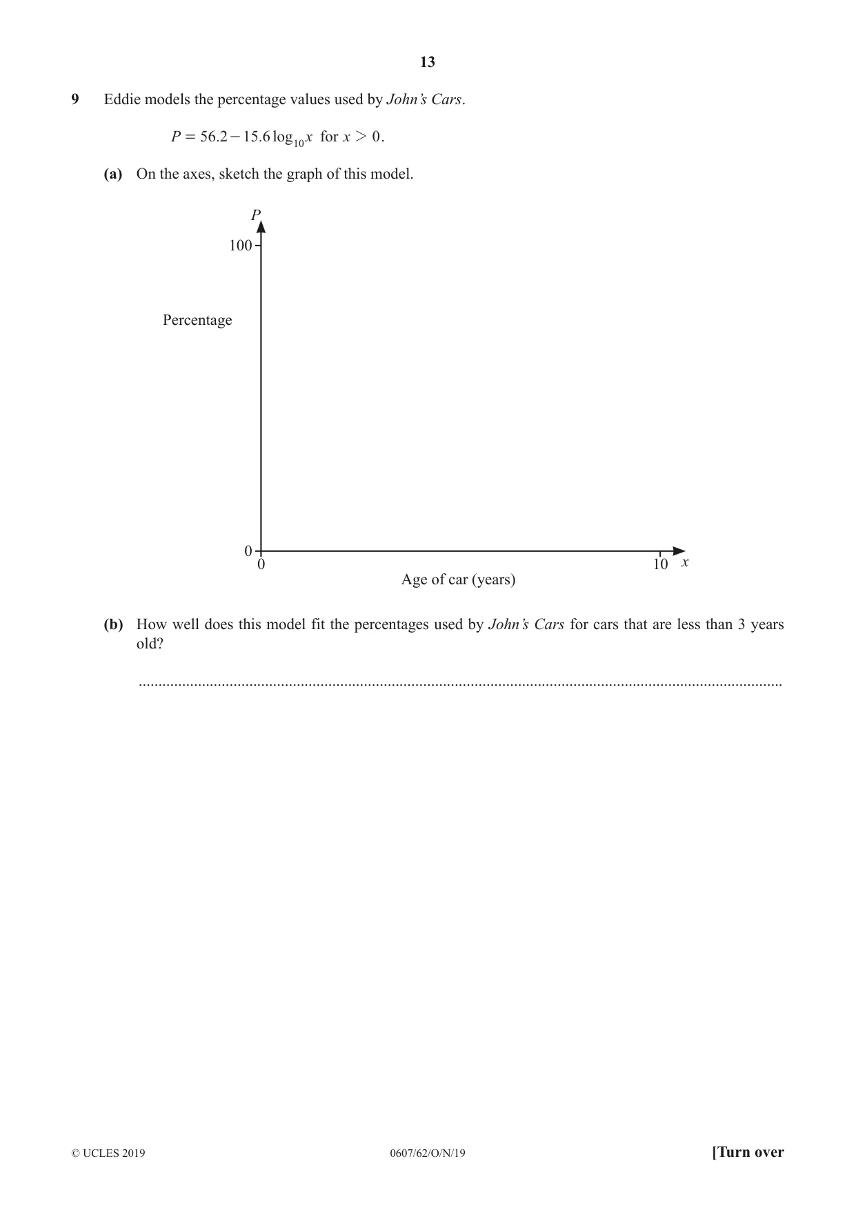 Cambridge IGCSE Mathematics - International 0607 2019 Oct/Nov Paper 6 · Variant 2 question paper, page 13 of 16