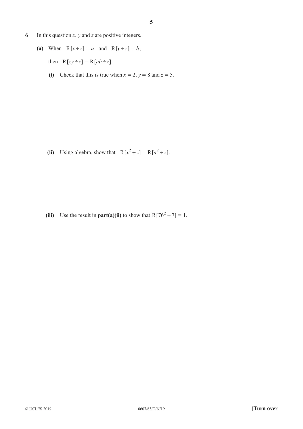 Cambridge IGCSE Mathematics - International 0607 2019 Oct/Nov Paper 6 · Variant 3 question paper, page 5 of 12