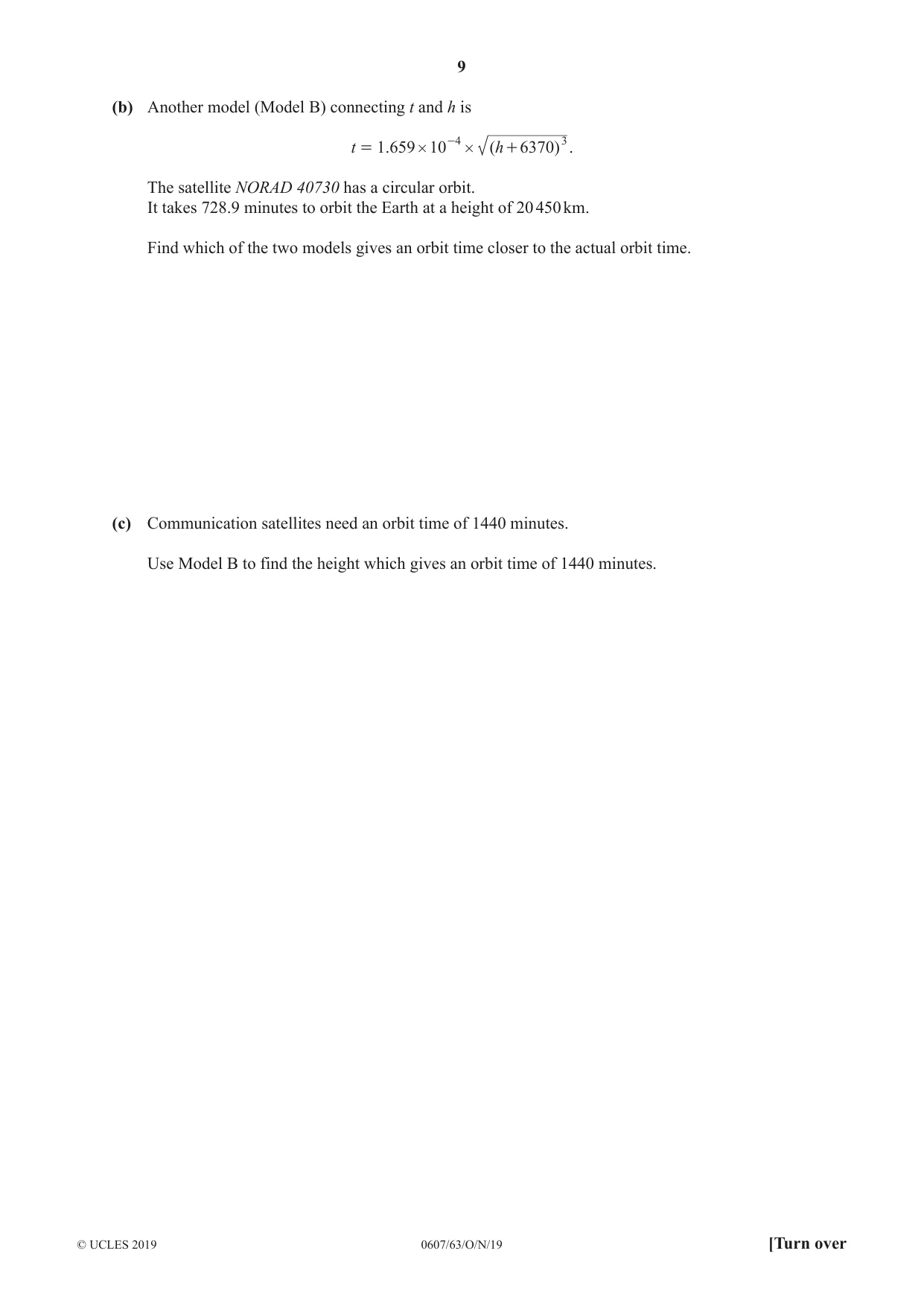 Cambridge IGCSE Mathematics - International 0607 2019 Oct/Nov Paper 6 · Variant 3 question paper, page 9 of 12