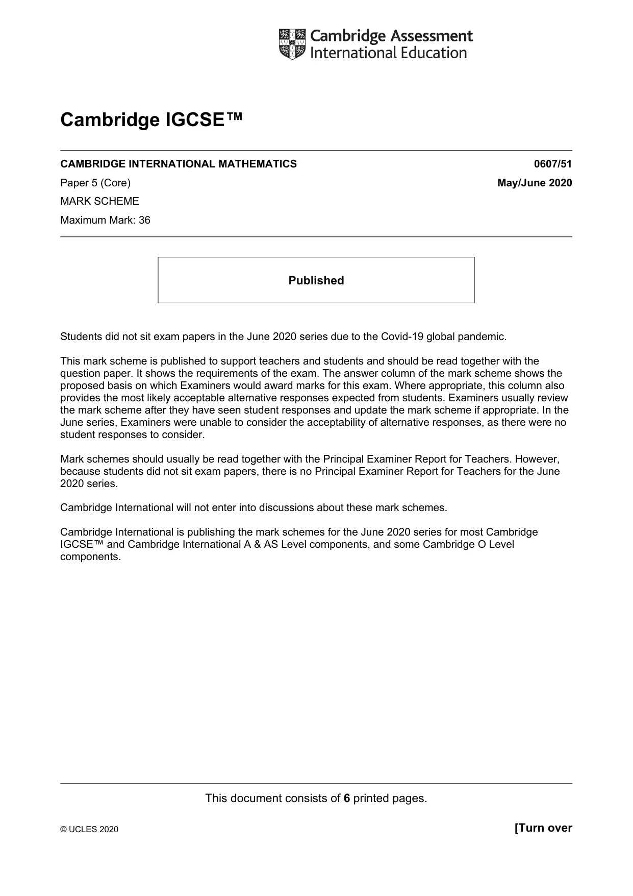 Mark scheme, page 1 of 6