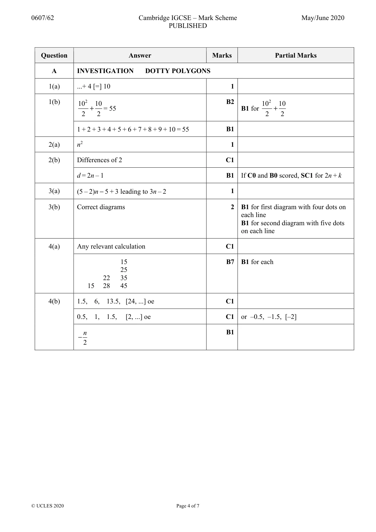 Mark scheme, page 4 of 7