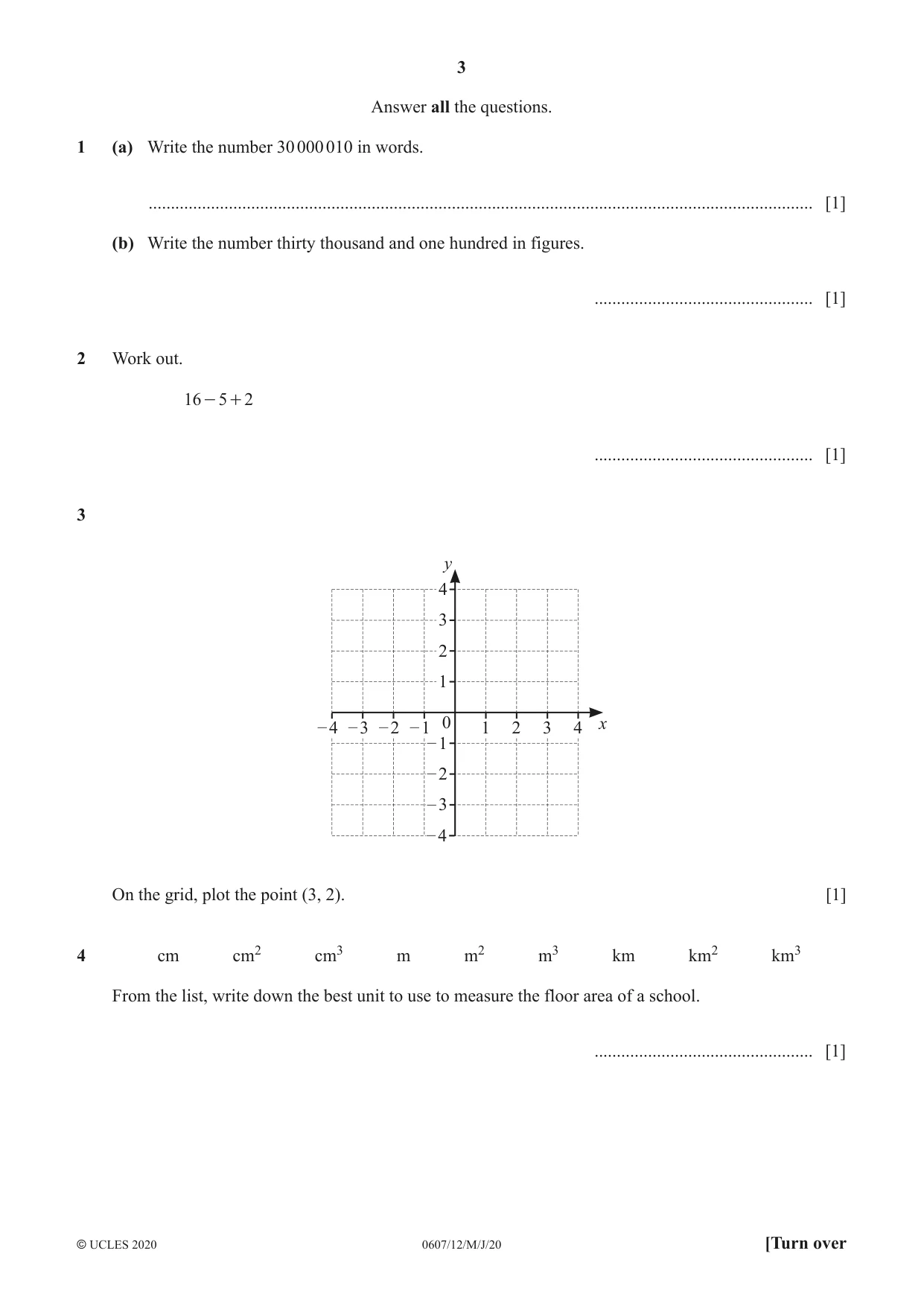 Cambridge IGCSE Mathematics - International 0607 2020 May/June Paper 1 · Variant 2 question paper, page 3 of 12