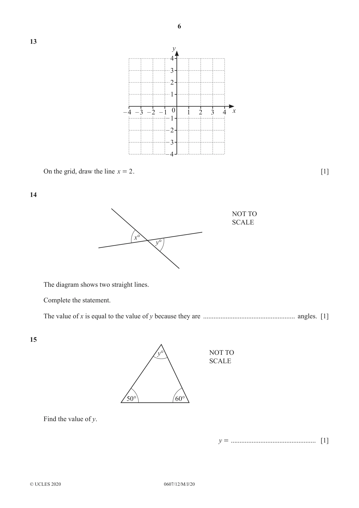 Cambridge IGCSE Mathematics - International 0607 2020 May/June Paper 1 · Variant 2 question paper, page 6 of 12