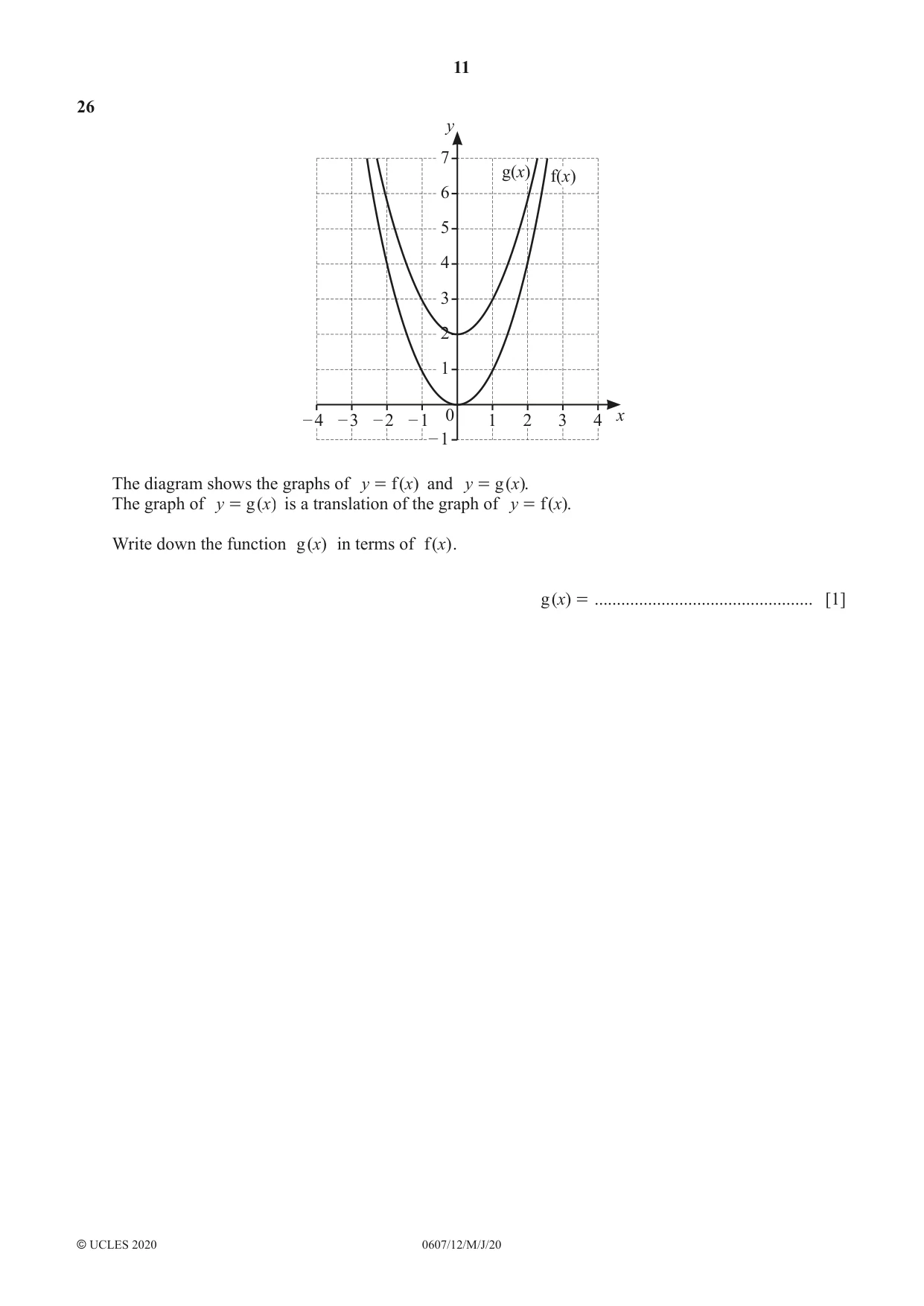 Cambridge IGCSE Mathematics - International 0607 2020 May/June Paper 1 · Variant 2 question paper, page 11 of 12