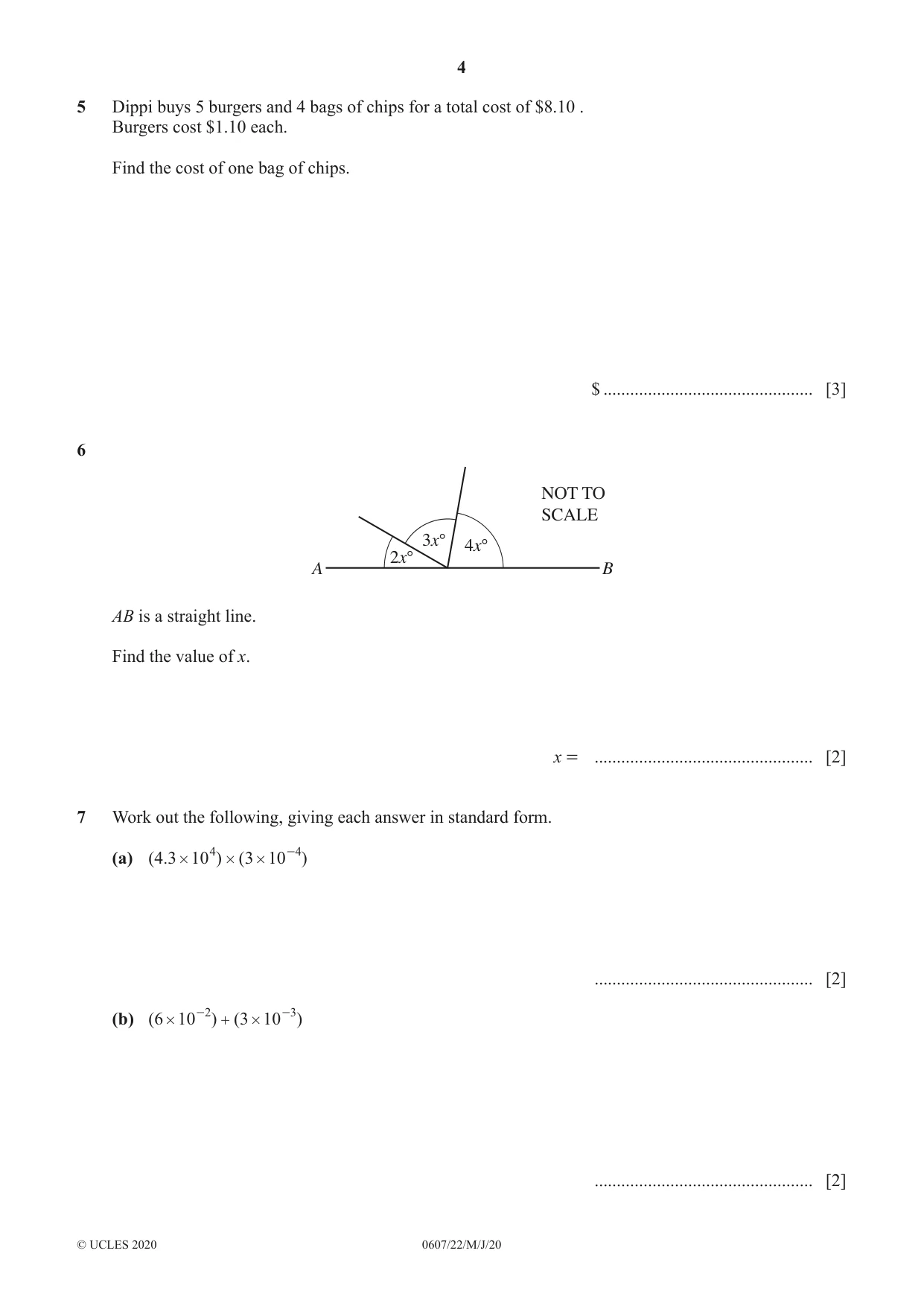 Cambridge IGCSE Mathematics - International 0607 2020 May/June Paper 2 · Variant 2 question paper, page 4 of 8