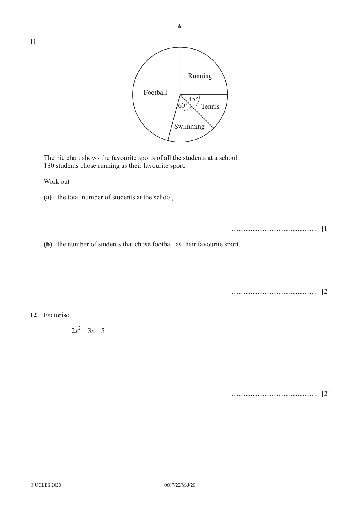 Cambridge IGCSE Mathematics - International 0607 2020 May/June Paper 2 · Variant 2 question paper, page 6 of 8