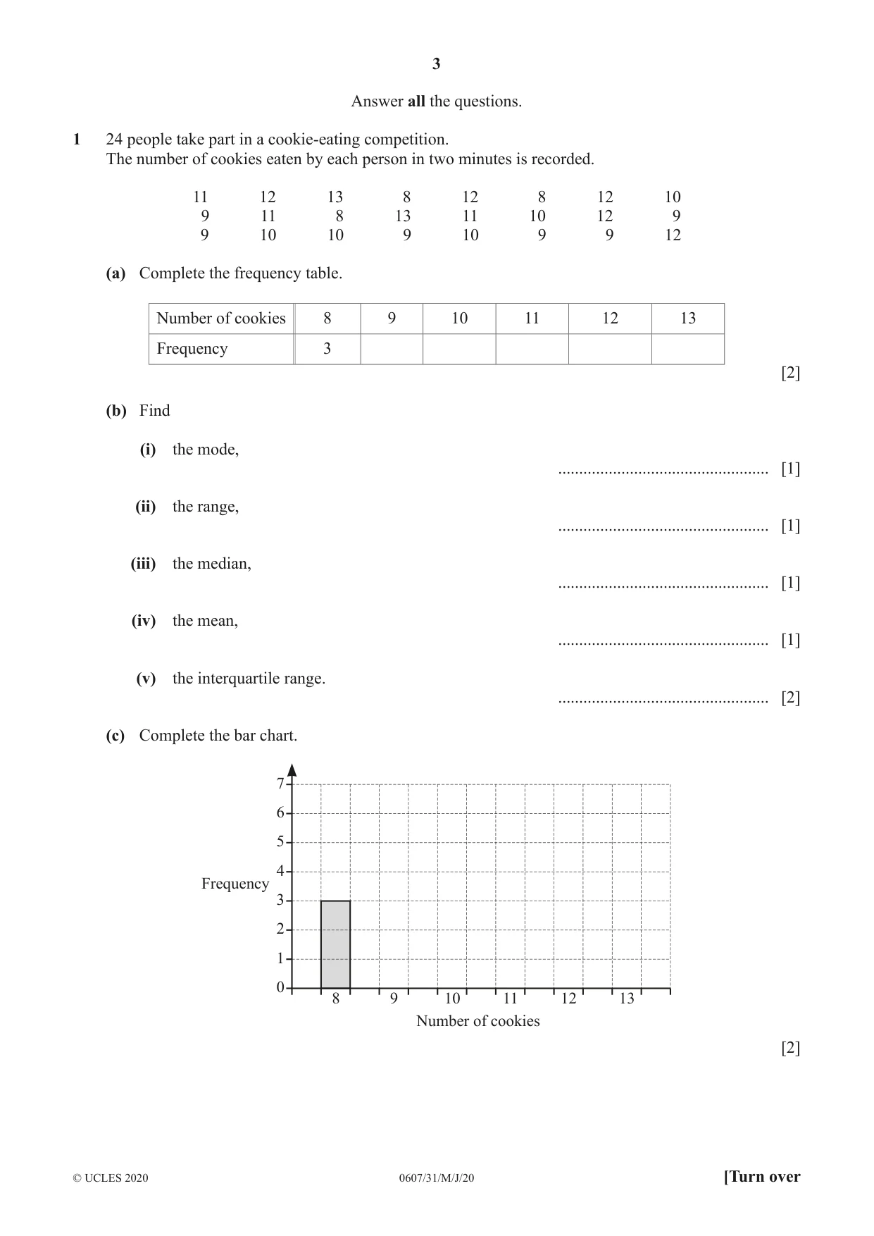 Cambridge IGCSE Mathematics - International 0607 2020 May/June Paper 3 · Variant 1 question paper, page 3 of 16