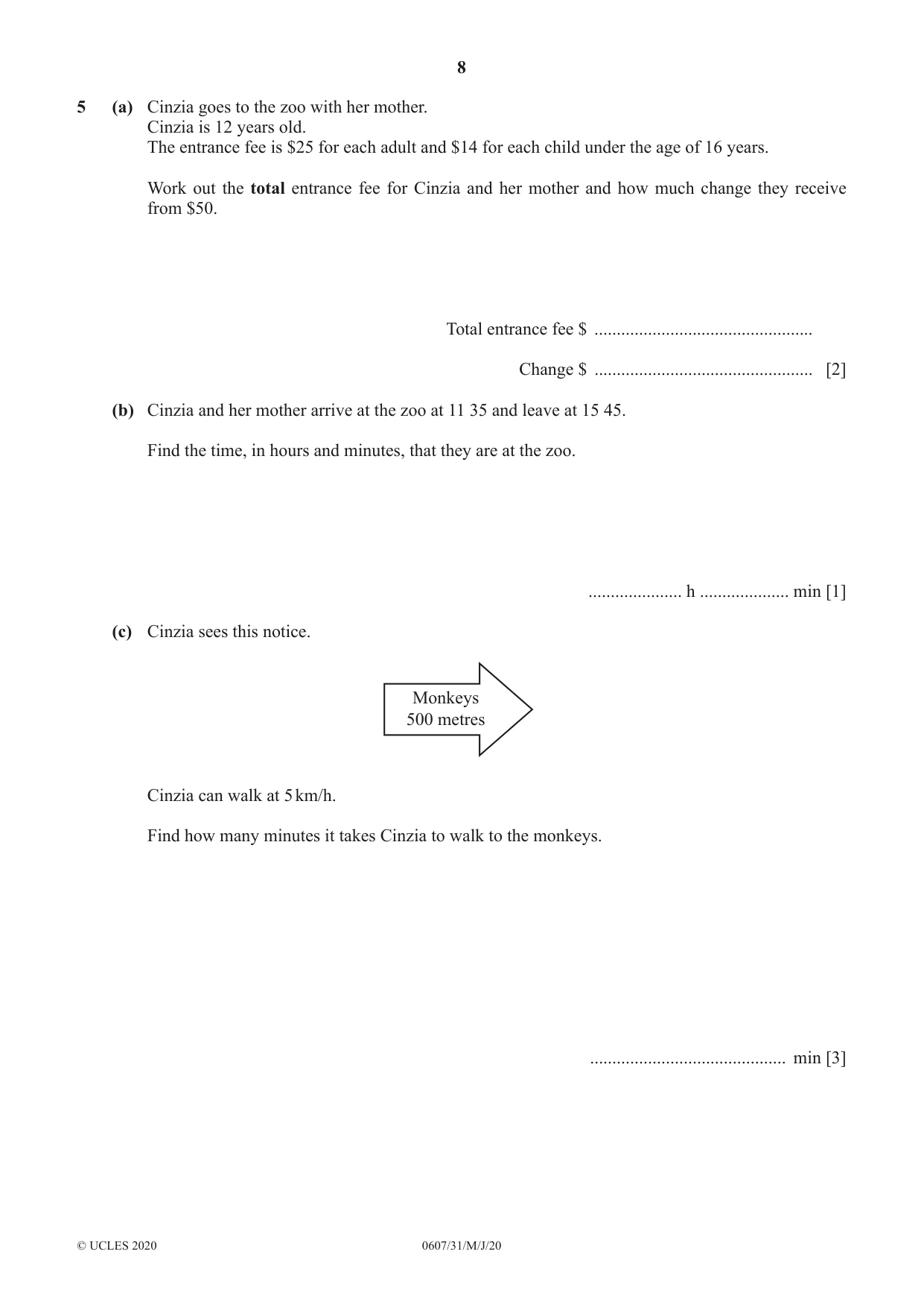 Cambridge IGCSE Mathematics - International 0607 2020 May/June Paper 3 · Variant 1 question paper, page 8 of 16