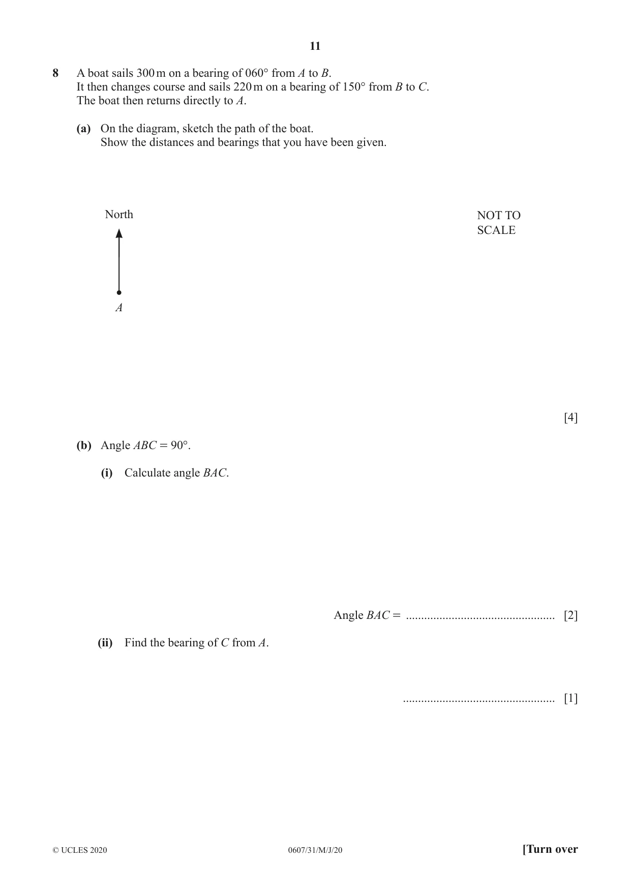 Cambridge IGCSE Mathematics - International 0607 2020 May/June Paper 3 · Variant 1 question paper, page 11 of 16