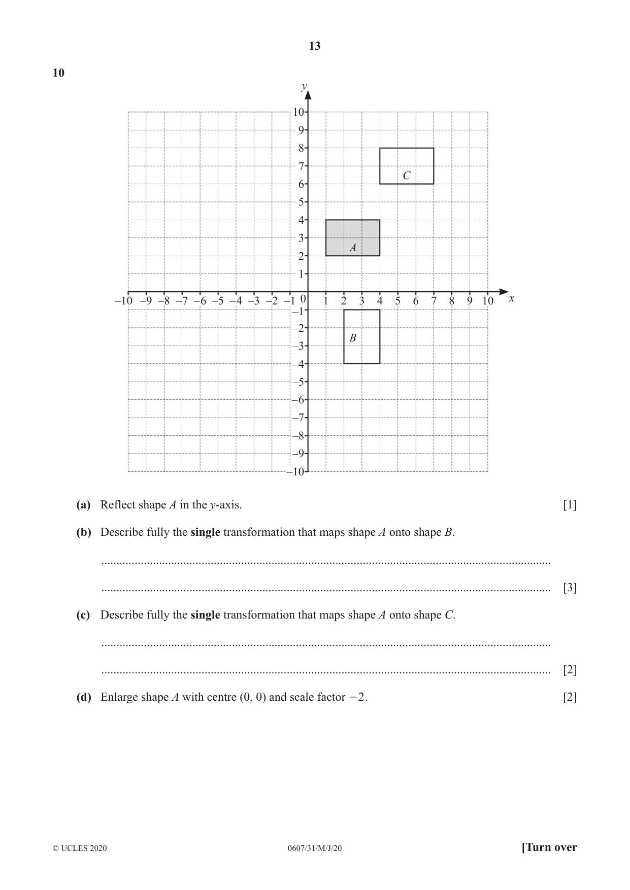 Cambridge IGCSE Mathematics - International 0607 2020 May/June Paper 3 · Variant 1 question paper, page 13 of 16