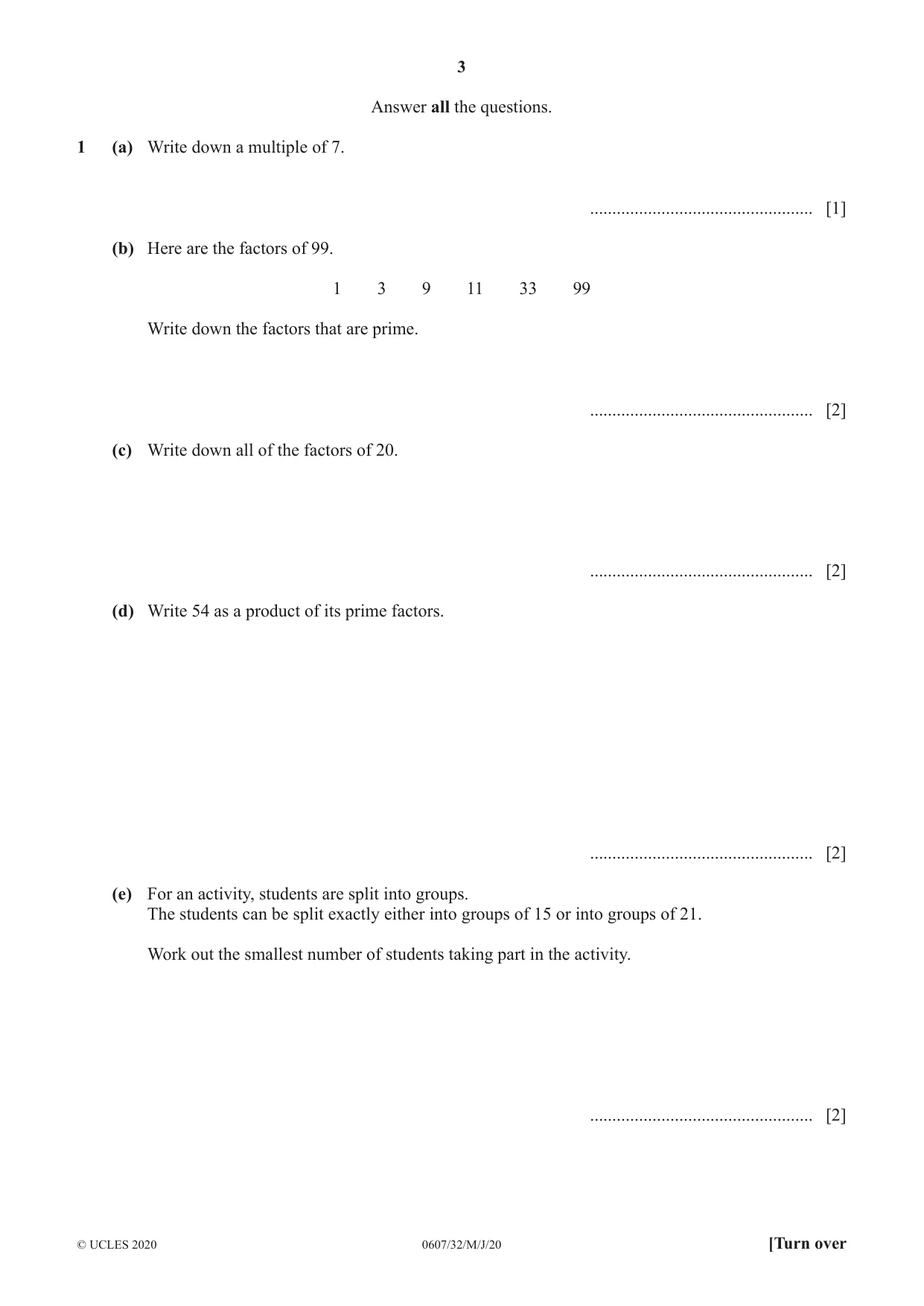 Cambridge IGCSE Mathematics - International 0607 2020 May/June Paper 3 · Variant 2 question paper, page 3 of 20