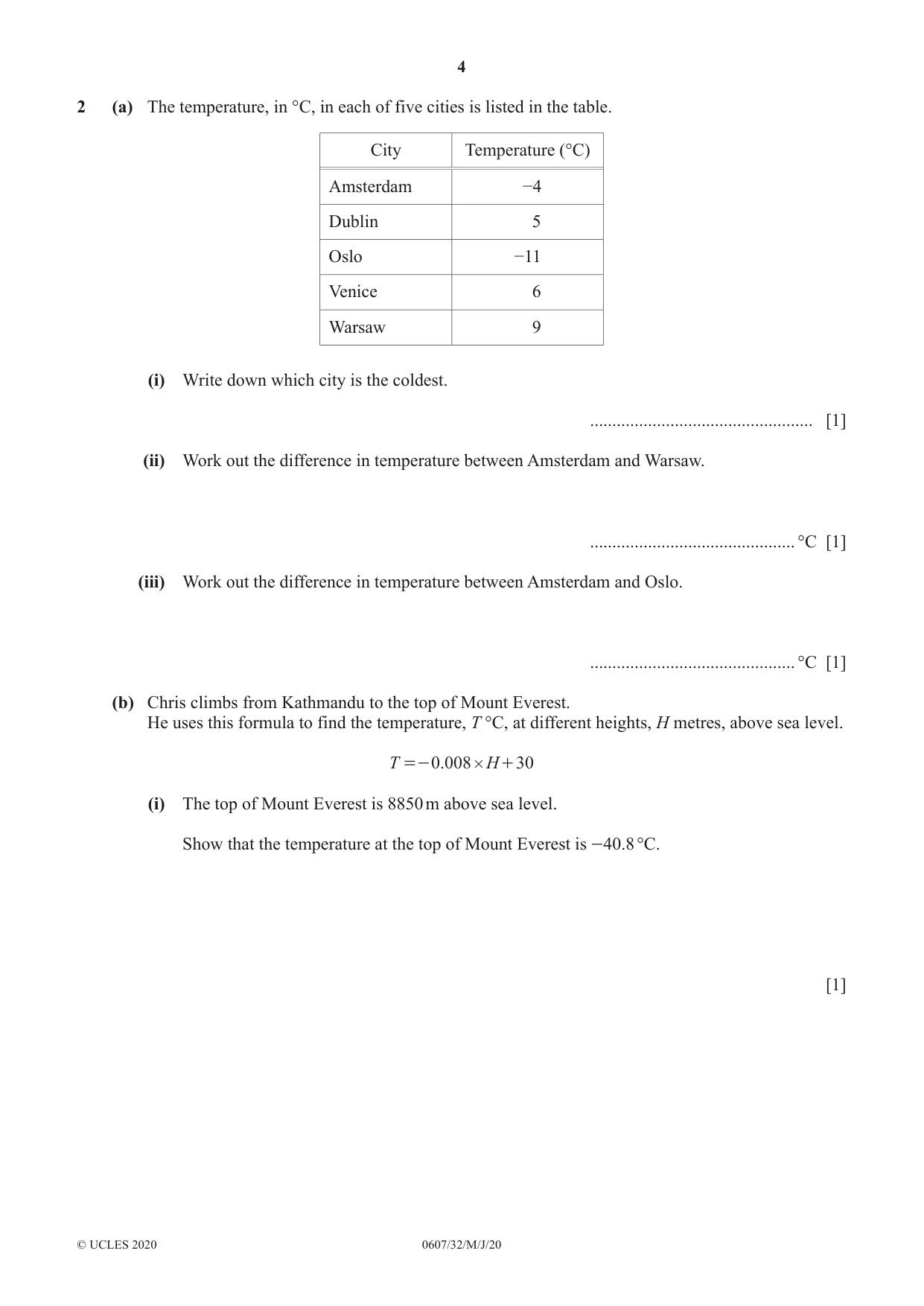Cambridge IGCSE Mathematics - International 0607 2020 May/June Paper 3 · Variant 2 question paper, page 4 of 20