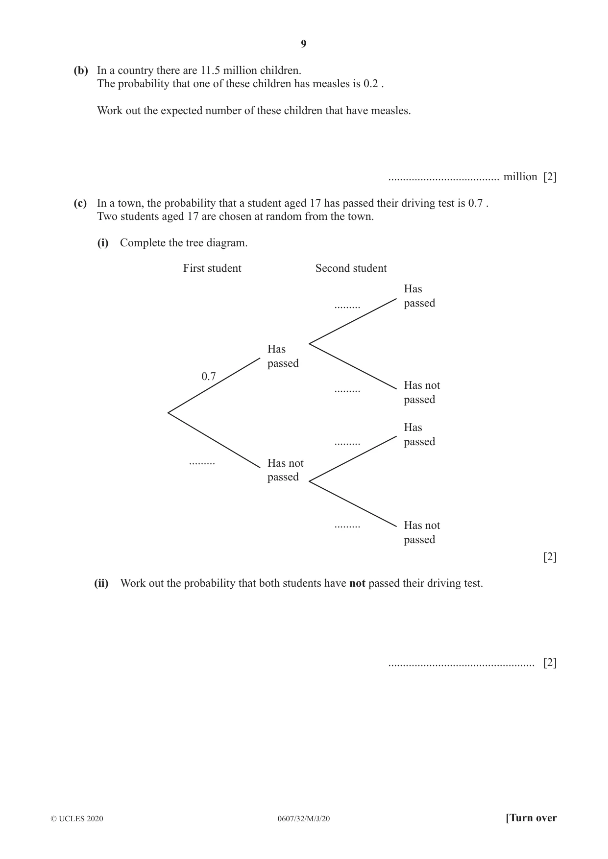 Cambridge IGCSE Mathematics - International 0607 2020 May/June Paper 3 · Variant 2 question paper, page 9 of 20