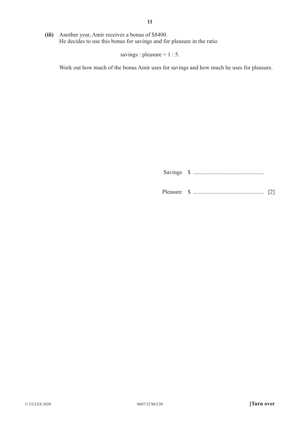 Cambridge IGCSE Mathematics - International 0607 2020 May/June Paper 3 · Variant 2 question paper, page 11 of 20