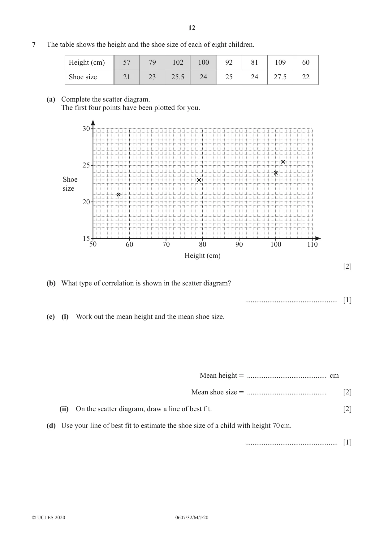 Cambridge IGCSE Mathematics - International 0607 2020 May/June Paper 3 · Variant 2 question paper, page 12 of 20