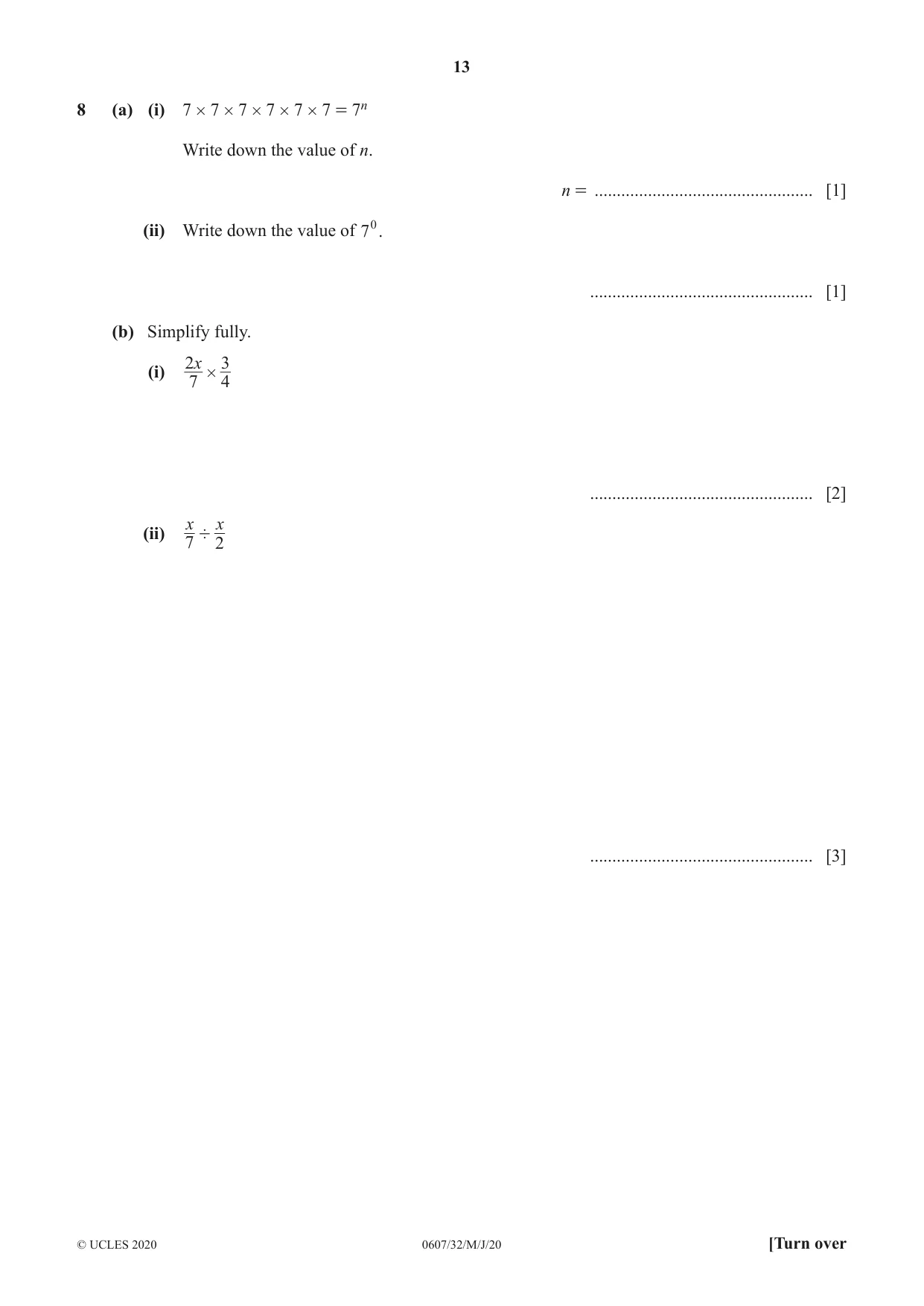 Cambridge IGCSE Mathematics - International 0607 2020 May/June Paper 3 · Variant 2 question paper, page 13 of 20