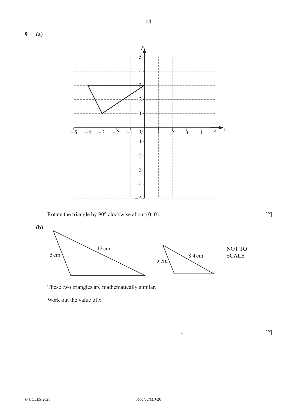 Cambridge IGCSE Mathematics - International 0607 2020 May/June Paper 3 · Variant 2 question paper, page 14 of 20