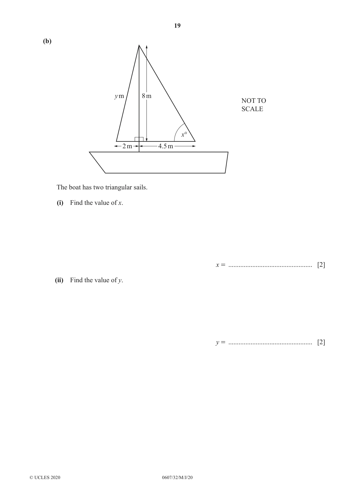 Cambridge IGCSE Mathematics - International 0607 2020 May/June Paper 3 · Variant 2 question paper, page 19 of 20