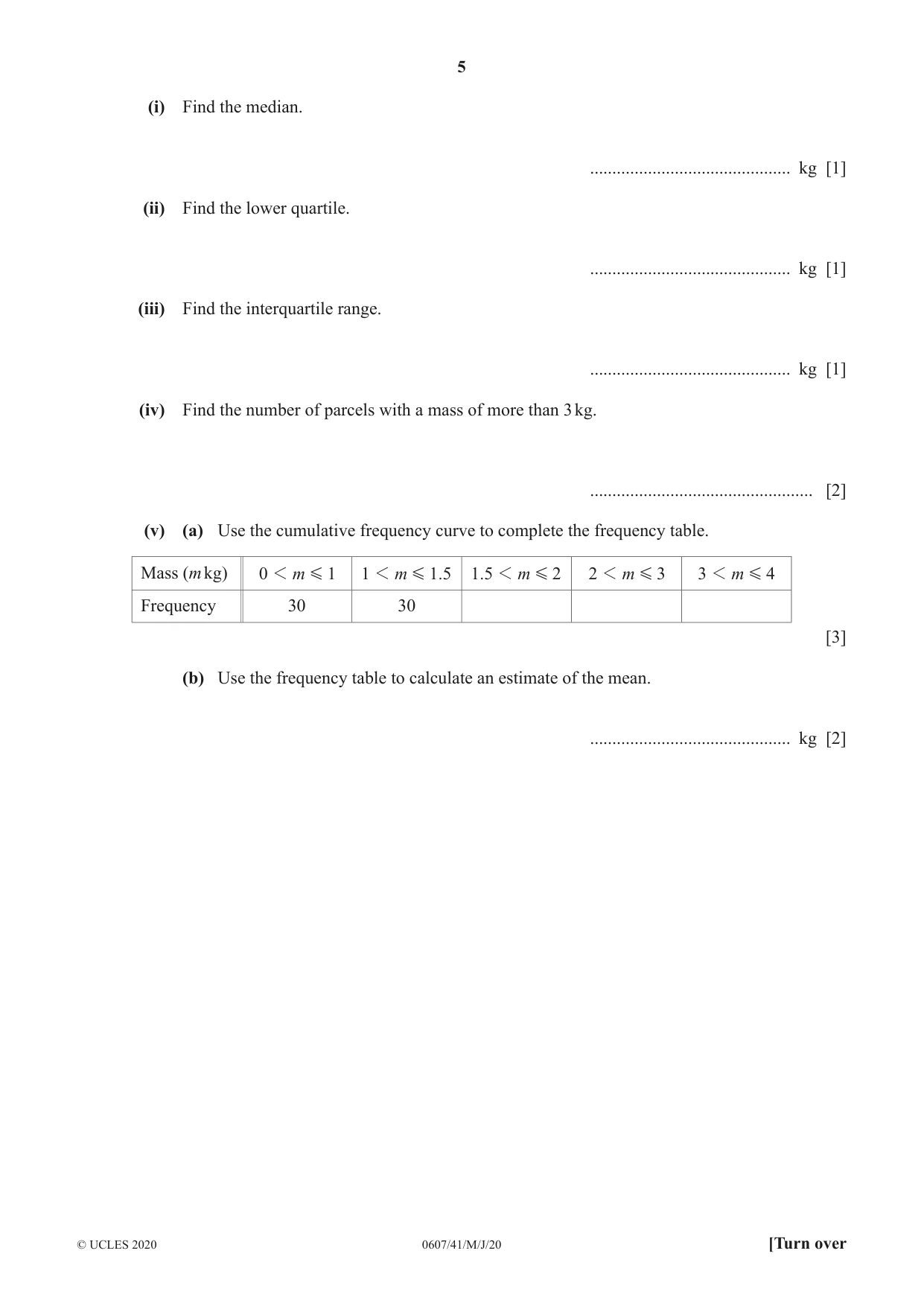 Cambridge IGCSE Mathematics - International 0607 2020 May/June Paper 4 · Variant 1 question paper, page 5 of 20