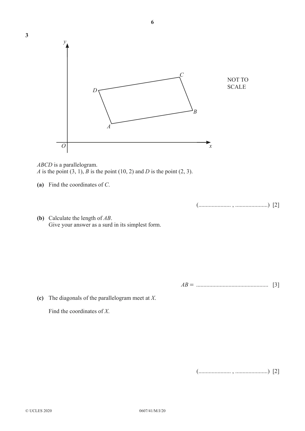 Cambridge IGCSE Mathematics - International 0607 2020 May/June Paper 4 · Variant 1 question paper, page 6 of 20