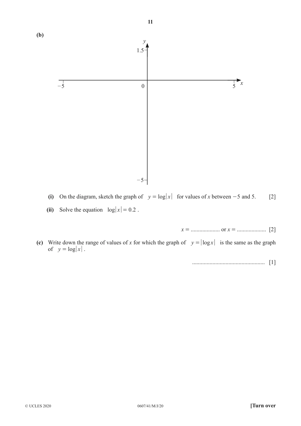 Cambridge IGCSE Mathematics - International 0607 2020 May/June Paper 4 · Variant 1 question paper, page 11 of 20