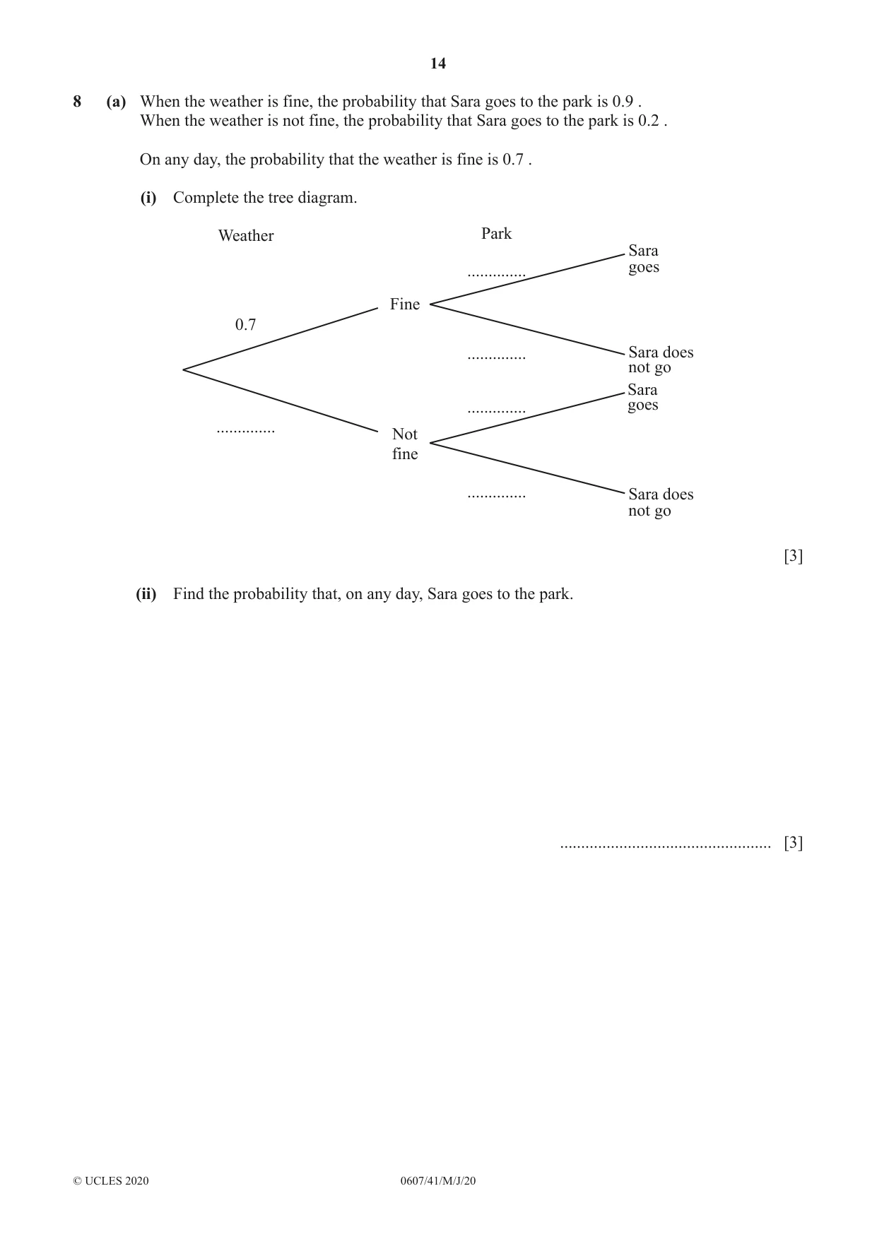 Cambridge IGCSE Mathematics - International 0607 2020 May/June Paper 4 · Variant 1 question paper, page 14 of 20