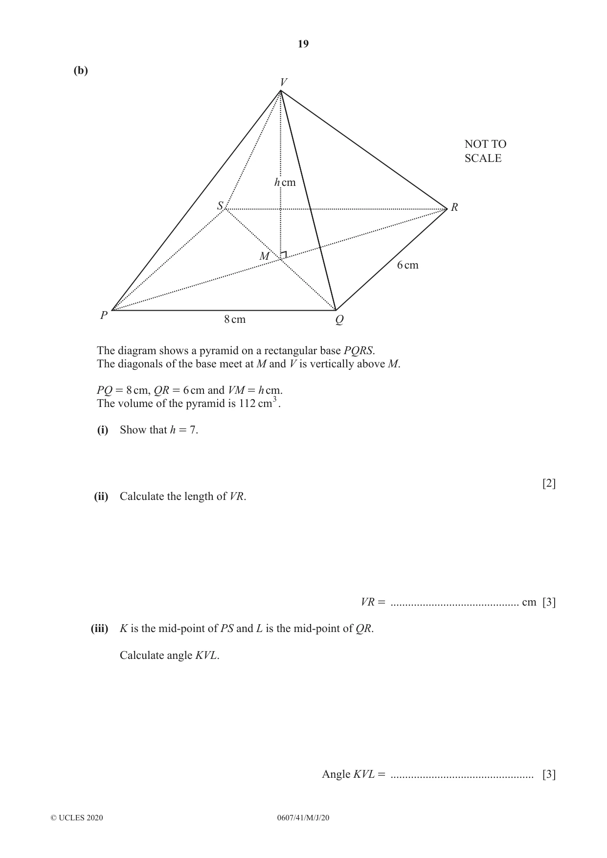 Cambridge IGCSE Mathematics - International 0607 2020 May/June Paper 4 · Variant 1 question paper, page 19 of 20