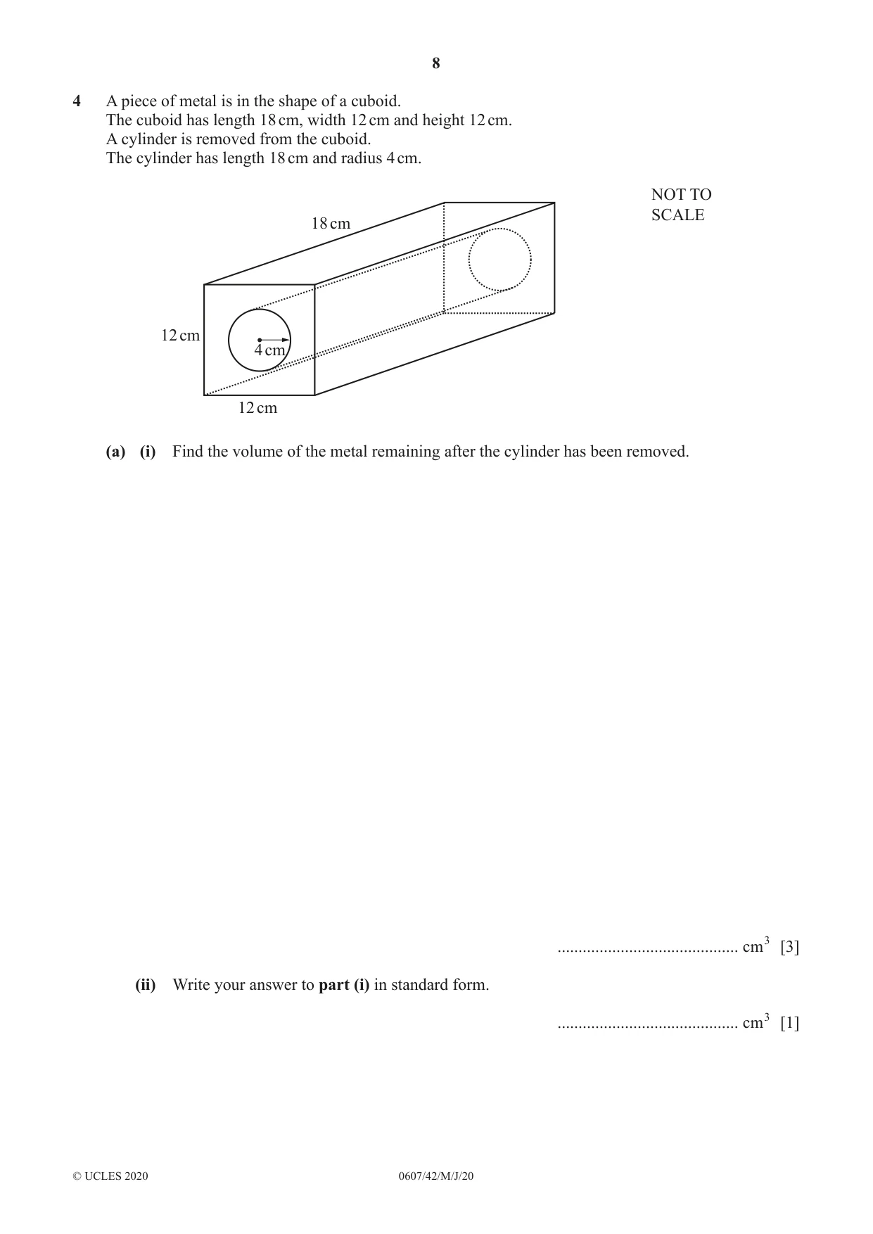 Cambridge IGCSE Mathematics - International 0607 2020 May/June Paper 4 · Variant 2 question paper, page 8 of 20