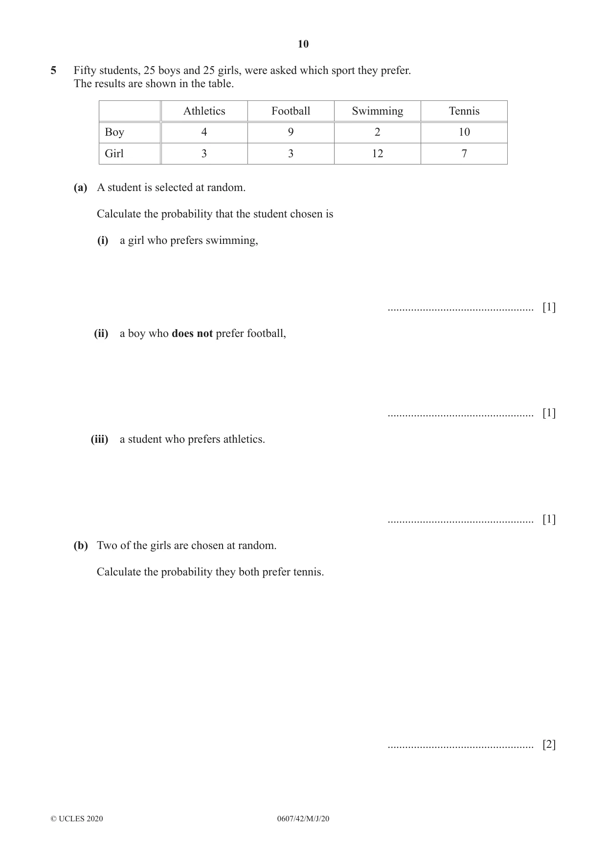 Cambridge IGCSE Mathematics - International 0607 2020 May/June Paper 4 · Variant 2 question paper, page 10 of 20