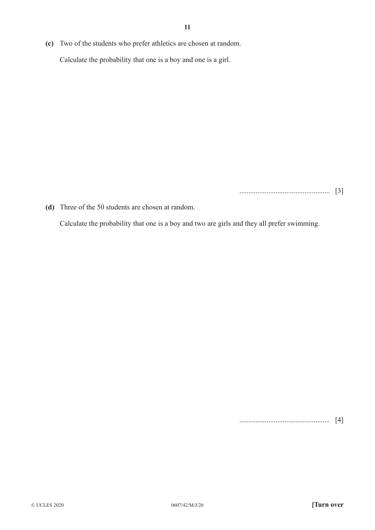 Cambridge IGCSE Mathematics - International 0607 2020 May/June Paper 4 · Variant 2 question paper, page 11 of 20
