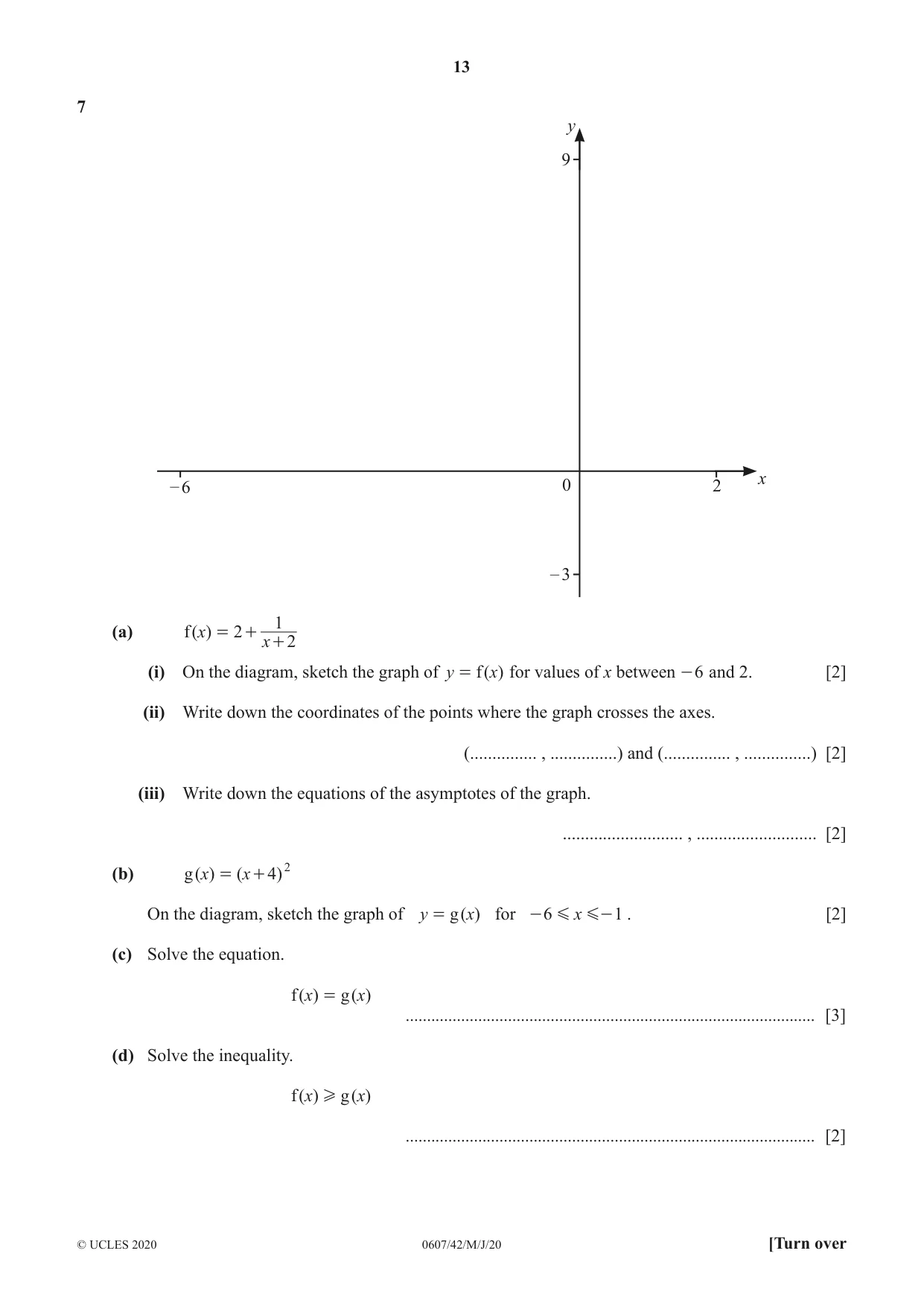 Cambridge IGCSE Mathematics - International 0607 2020 May/June Paper 4 · Variant 2 question paper, page 13 of 20