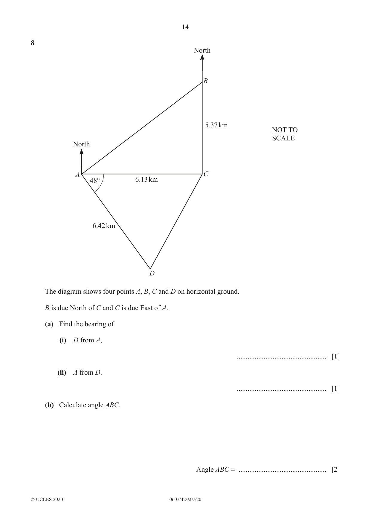 Cambridge IGCSE Mathematics - International 0607 2020 May/June Paper 4 · Variant 2 question paper, page 14 of 20