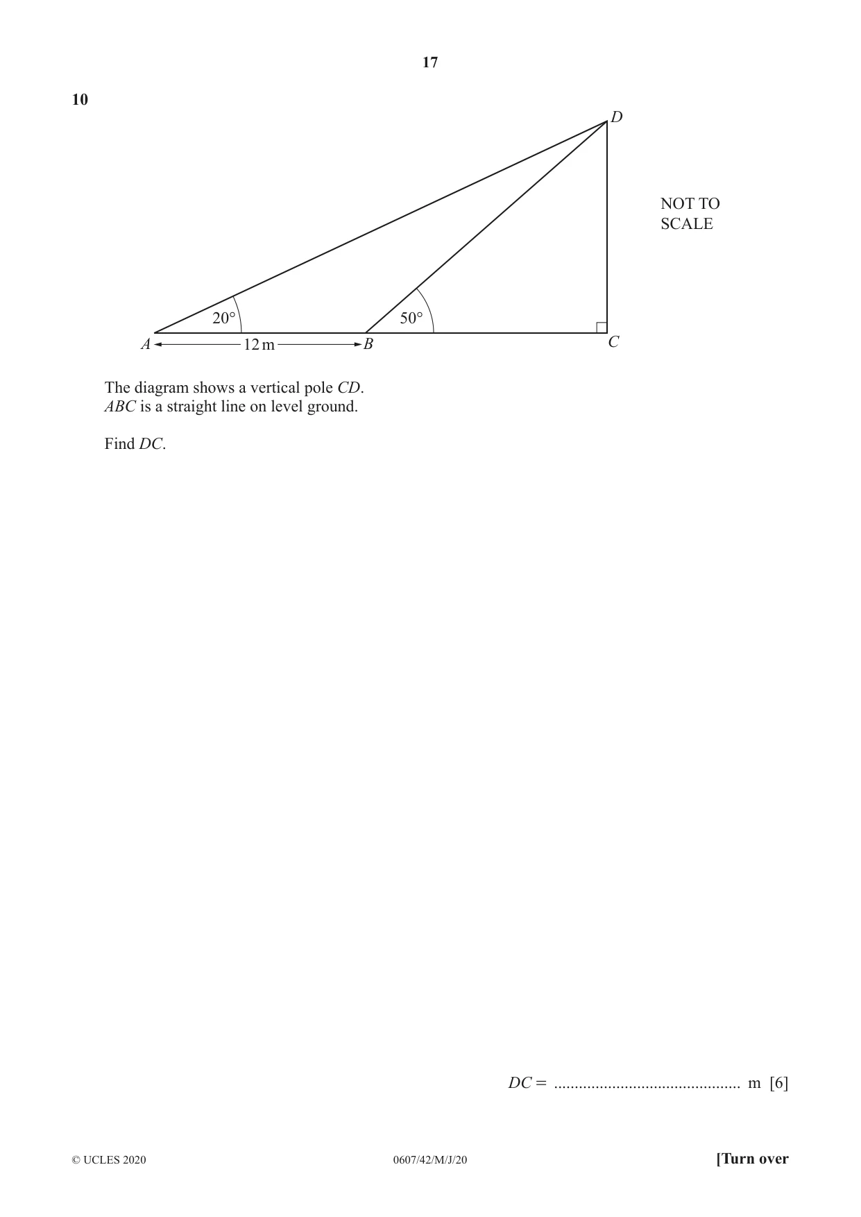 Cambridge IGCSE Mathematics - International 0607 2020 May/June Paper 4 · Variant 2 question paper, page 17 of 20
