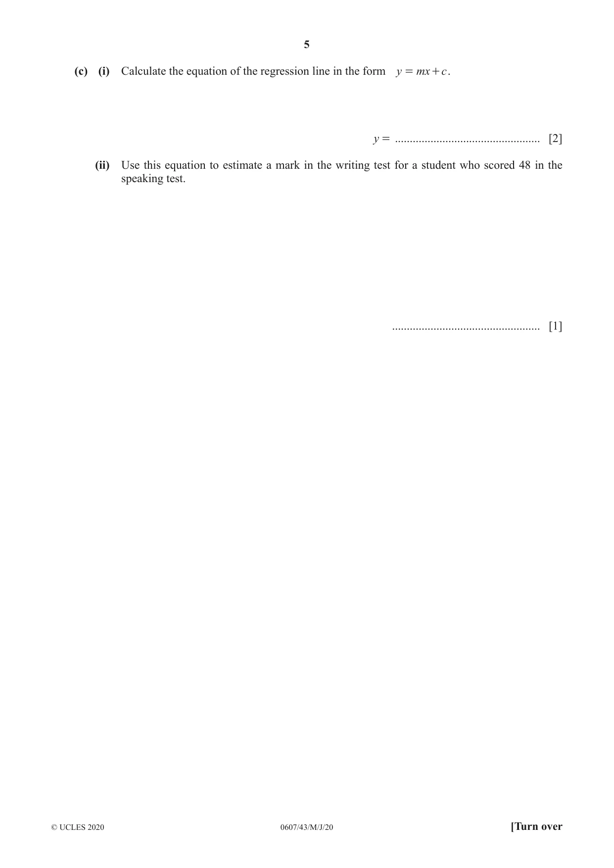 Cambridge IGCSE Mathematics - International 0607 2020 May/June Paper 4 · Variant 3 question paper, page 5 of 20