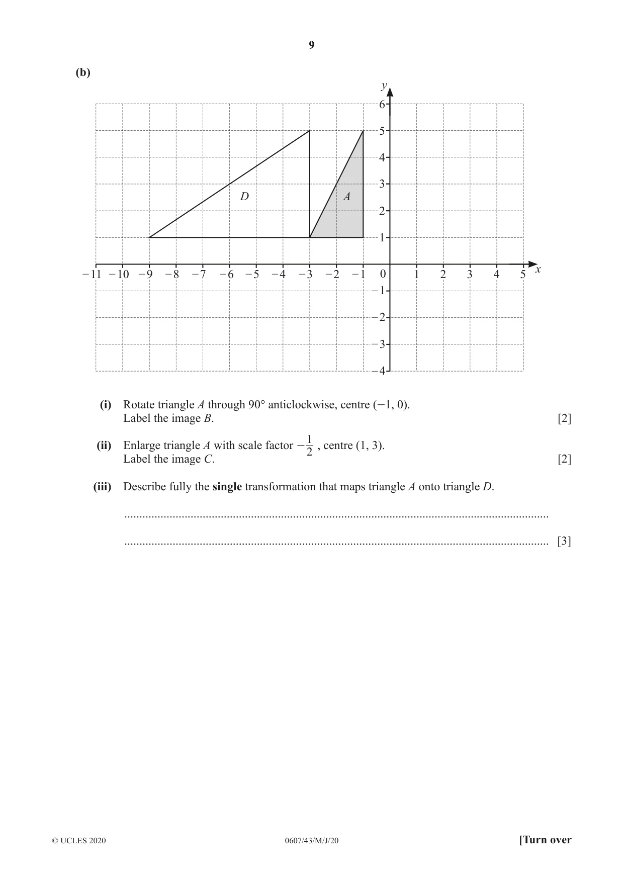 Cambridge IGCSE Mathematics - International 0607 2020 May/June Paper 4 · Variant 3 question paper, page 9 of 20